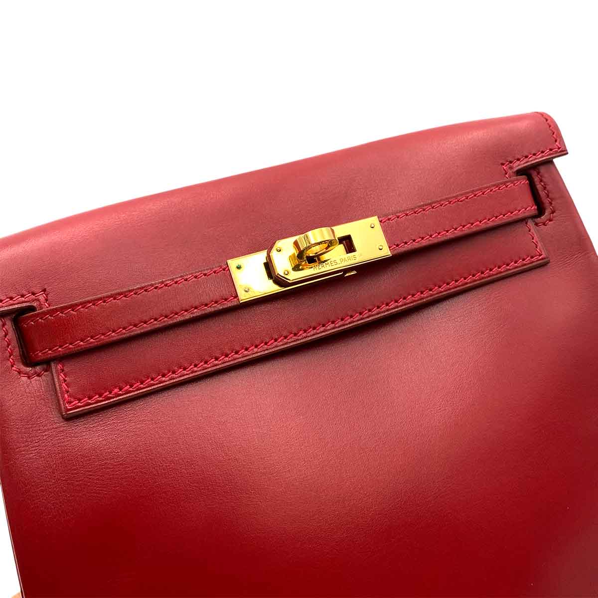 Hermès Hermes Vintage Kelly Ado Backpack PM Rouge Vif Boxcalf GHW #C 90232187