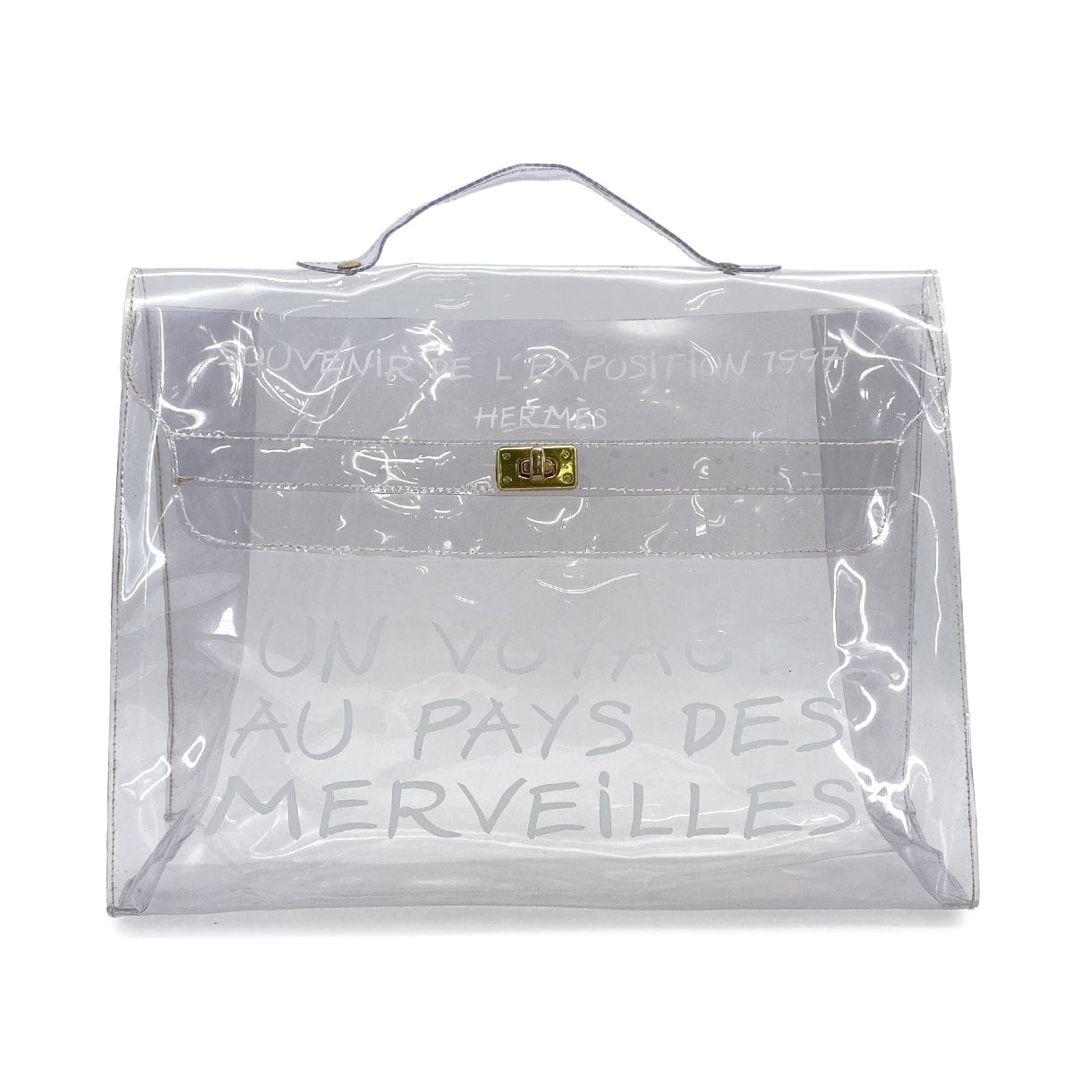 HERMES HERMES VINYL KELLY SOUVENIR DE L' EXPOSITION 1997 CLEAR HAND BAG GOLD HARDWARE 90327409