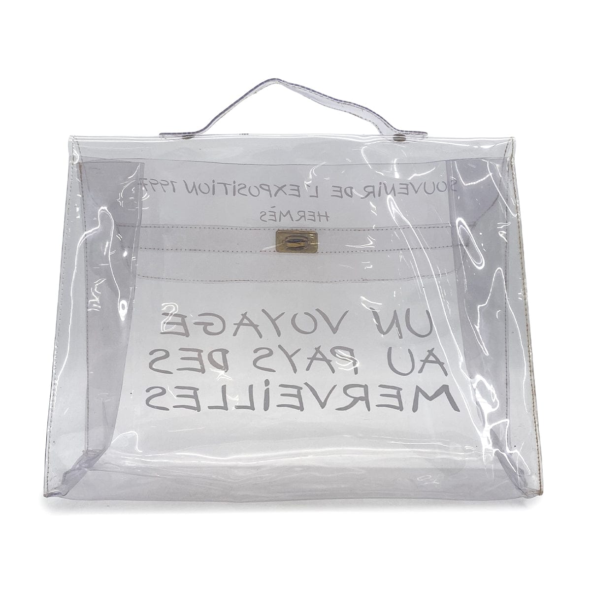 HERMES HERMES VINYL KELLY SOUVENIR DE L' EXPOSITION 1997 CLEAR HAND BAG GOLD HARDWARE 90327409