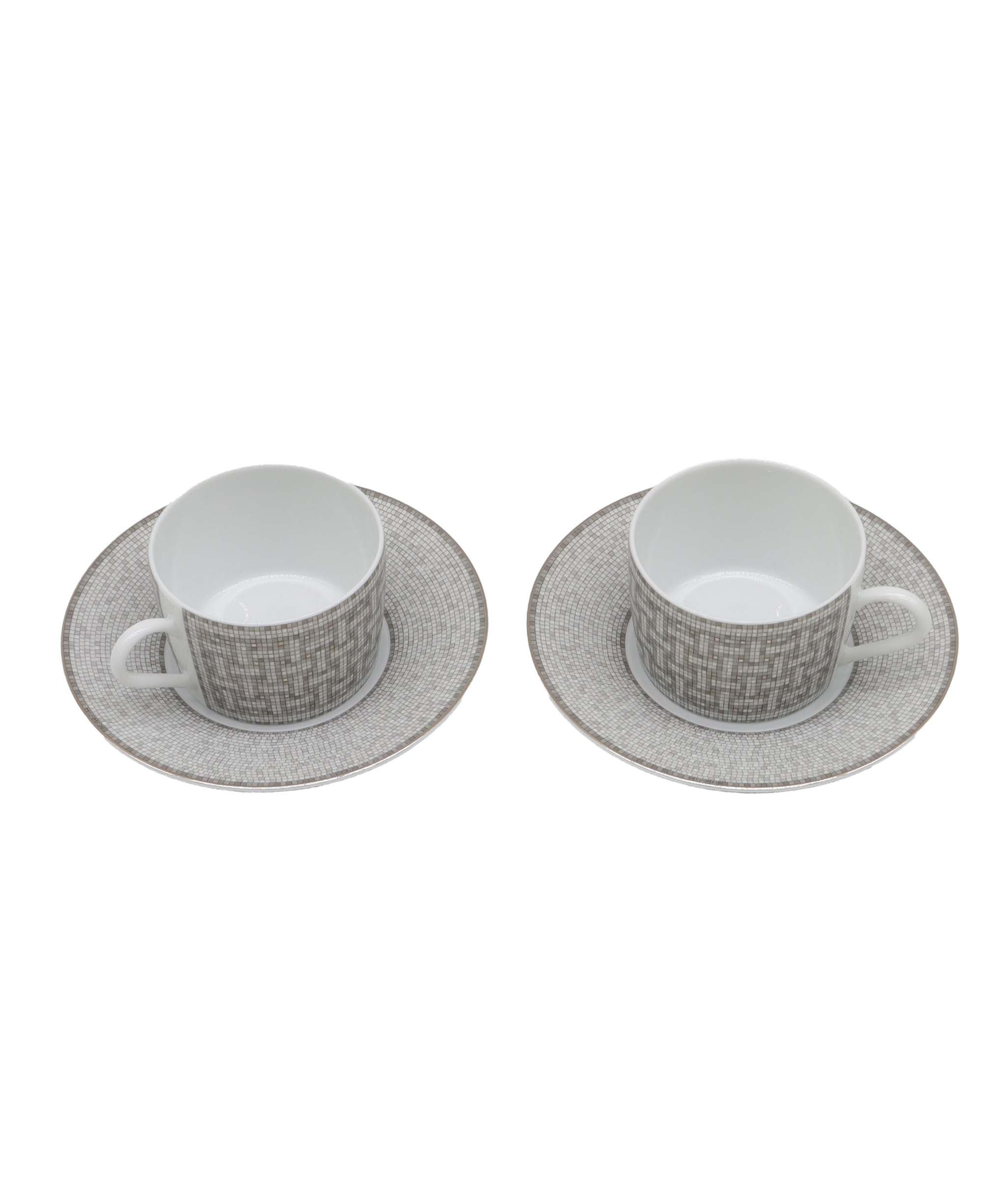 Hermès Hermes Boite de 2 tasses à thé et soucoupe mosaïque au 24 palatine DXBS3199