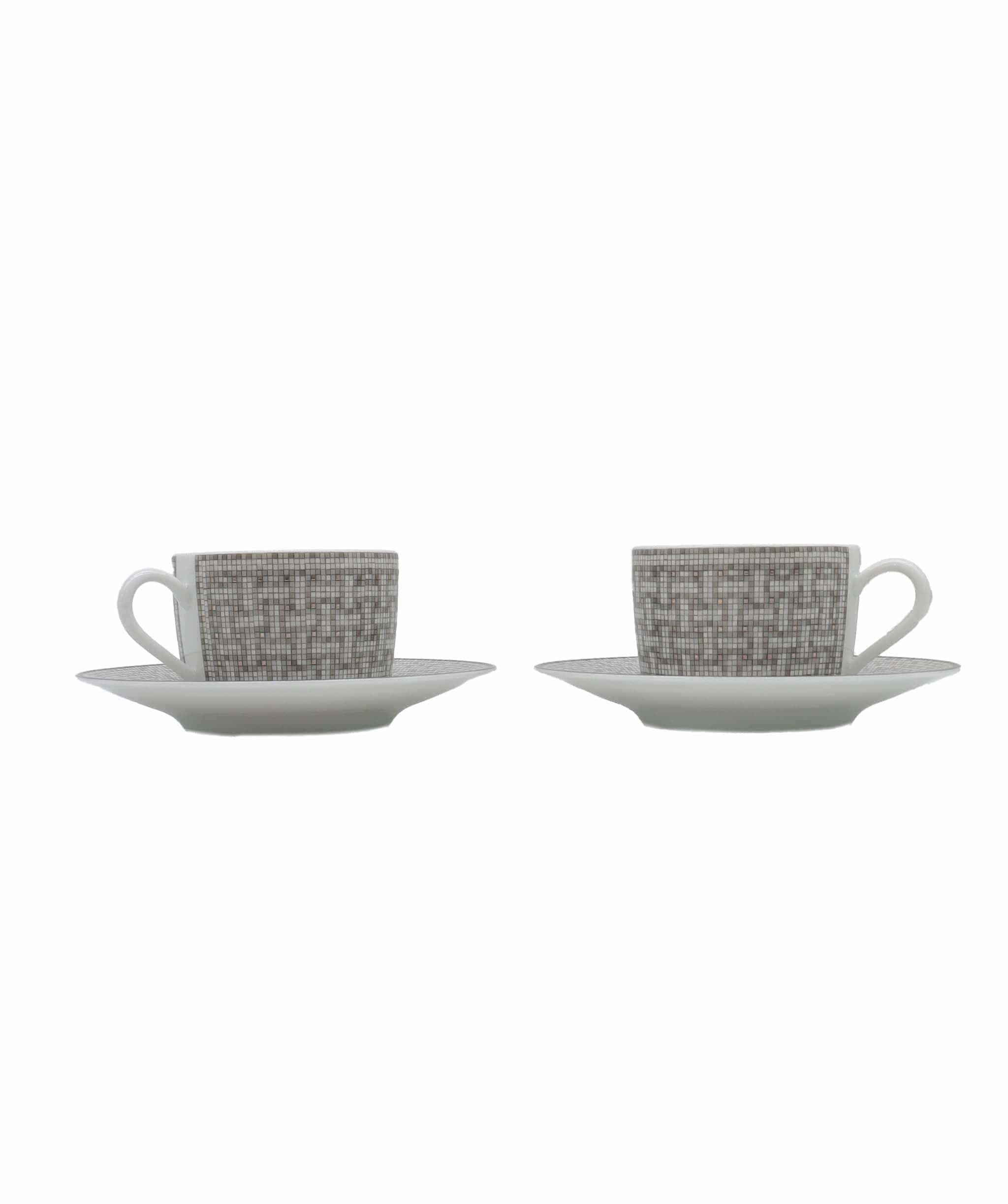 Hermès Hermes Boite de 2 tasses à thé et soucoupe mosaïque au 24 palatine DXBS3199
