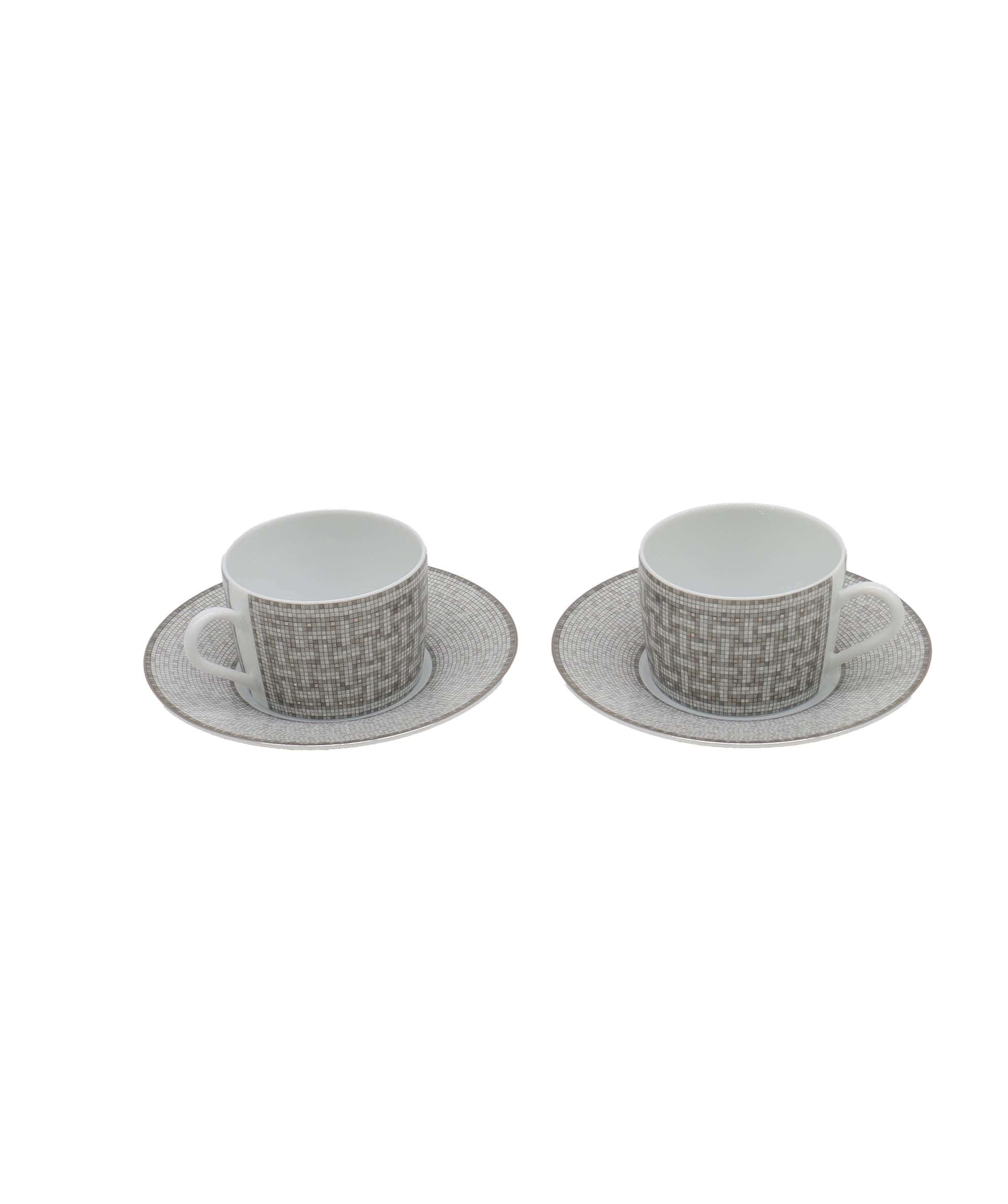 Hermès Hermes Boite de 2 tasses à thé et soucoupe mosaïque au 24 palatine DXBS3199