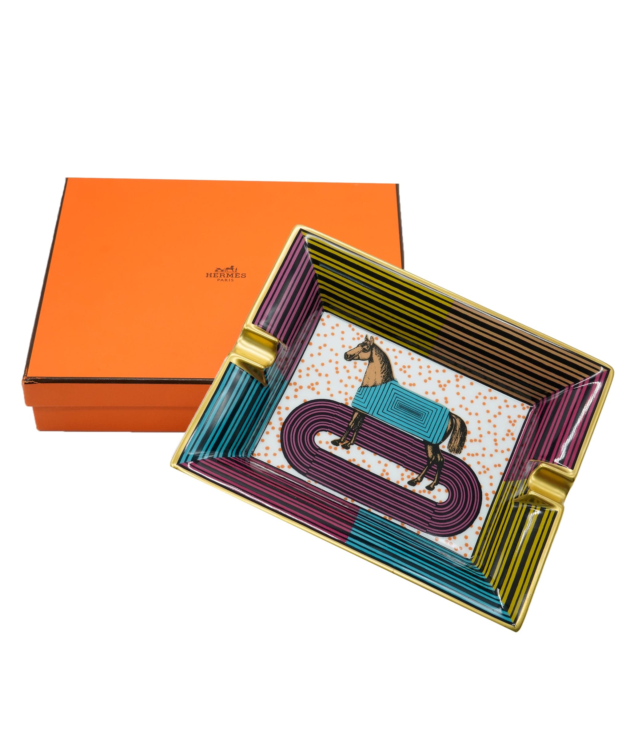Hermès Hermès Garde Robe Rose/Citron Ashtray 014018AG DBXM0060