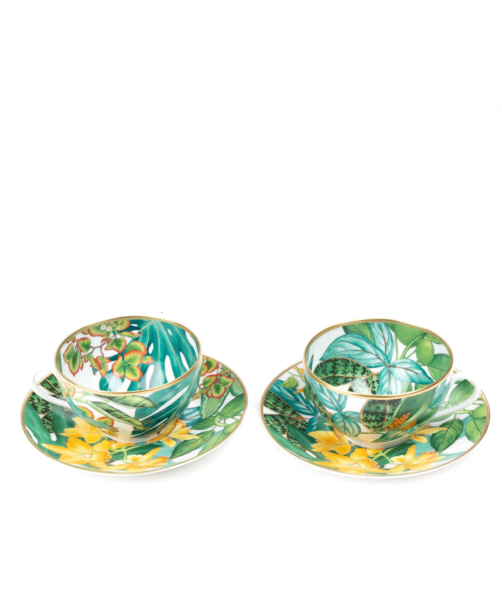 Hermès Hermes Passifolia Cups and Saucers NIB  ALC2630