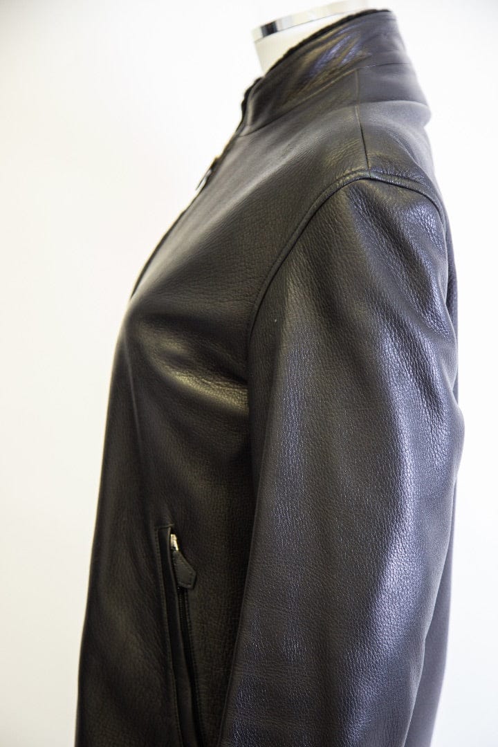 Hermes Hermes Detachable Collar Leather Bomber Jacket Black S