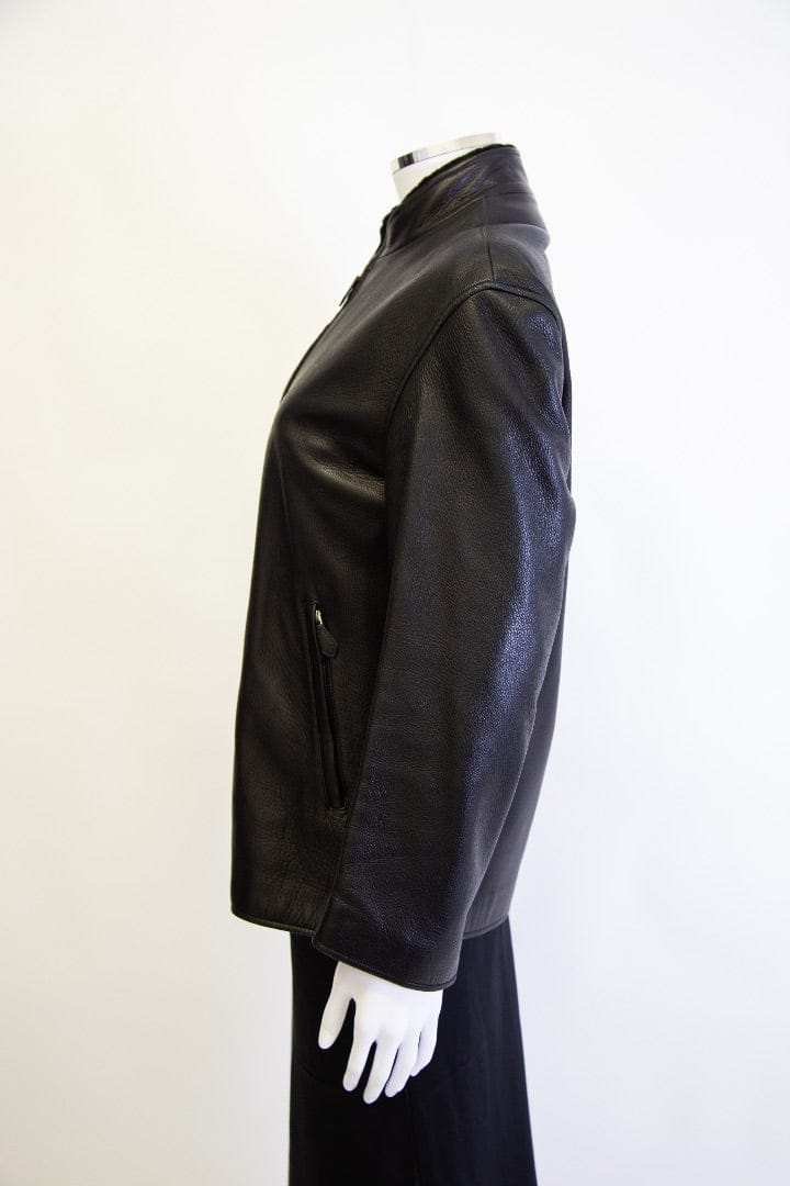 Hermes Hermes Detachable Collar Leather Bomber Jacket Black S