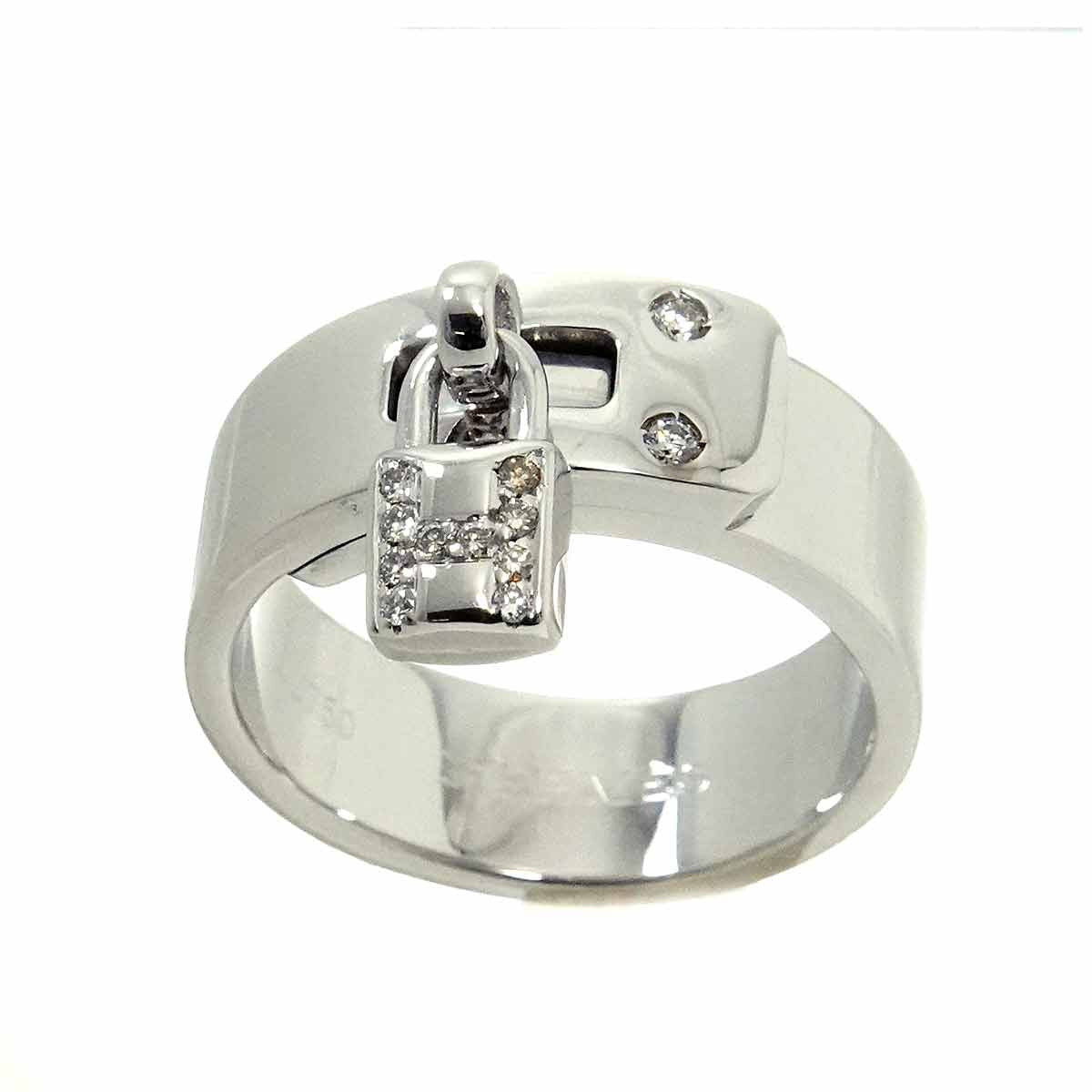 HERMES HERMES Kelly Diamond Ring 18K WG 750 Size54 6.75(US) 90294780