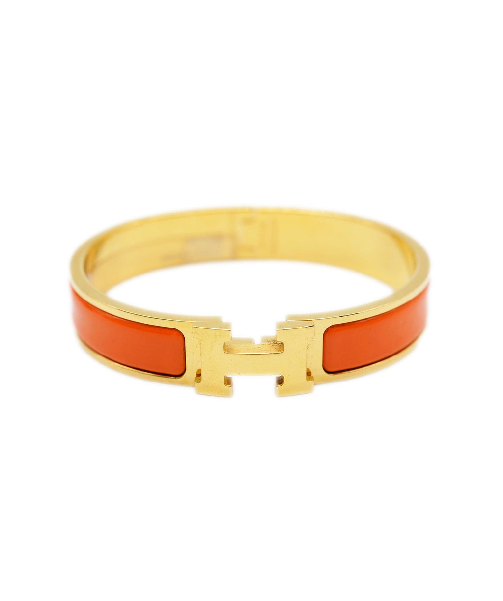 Gold Plated Hermès Clic H Orange Fruité Bracelet ABC0452 – LuxuryPromise