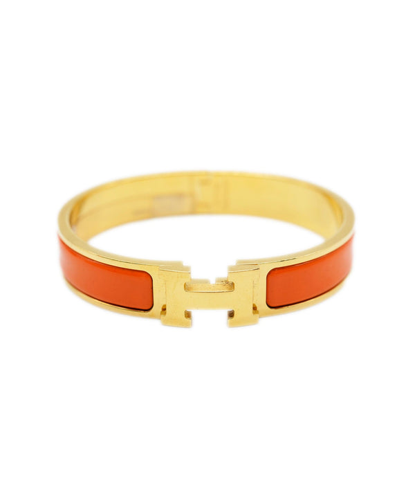 Hermès Gold Plated Hermès Clic H Orange Fruité Bracelet ABC0452