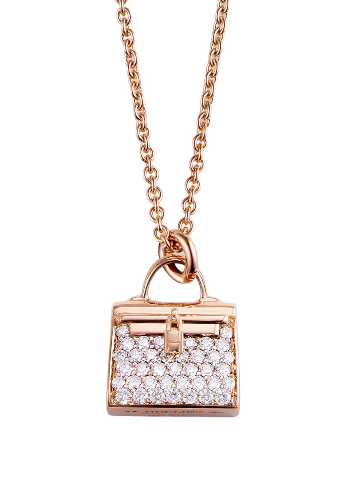 Hermès Hermès Amulettes Kelly Rose Gold Diamond Pendant Necklace SKC1760