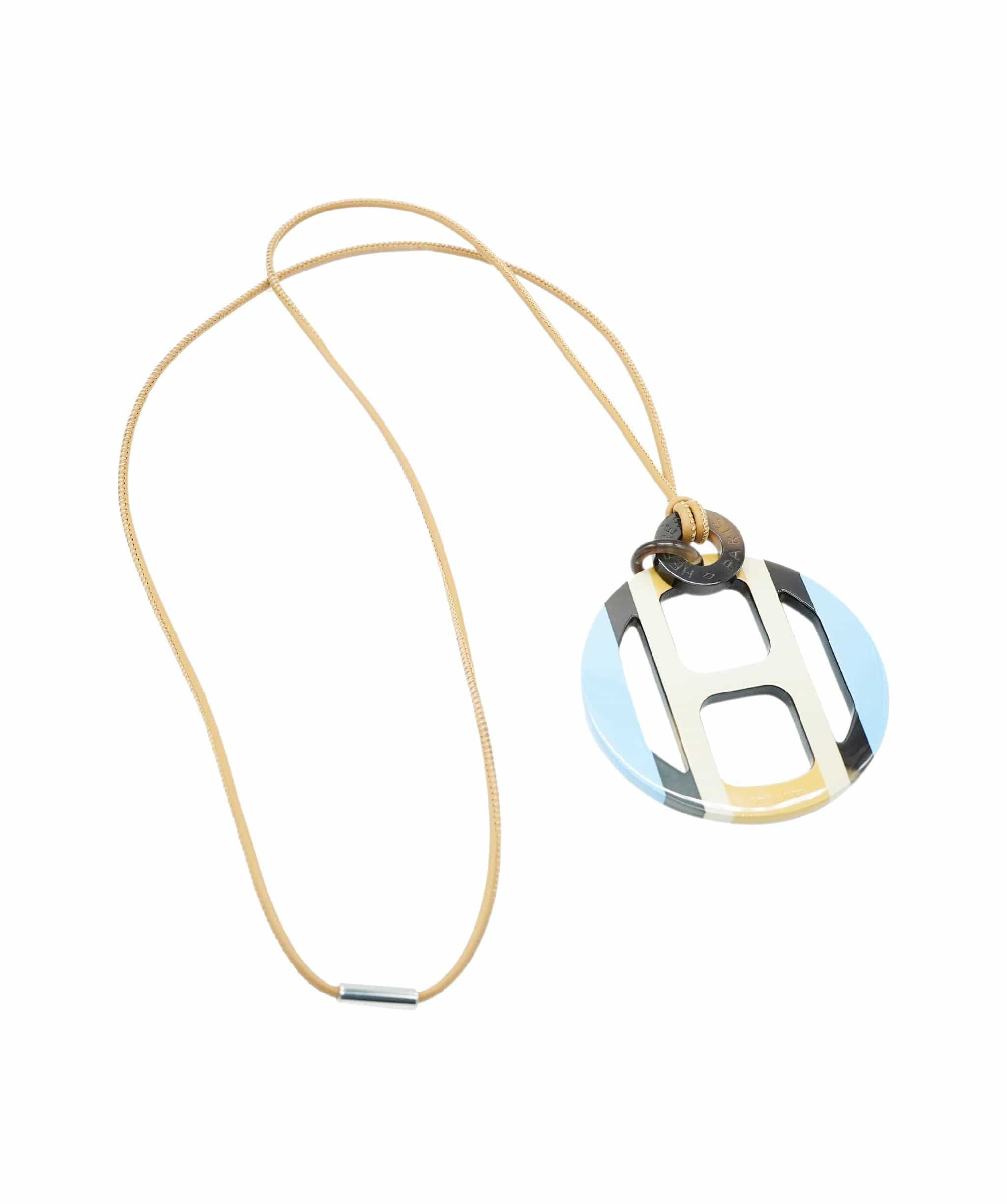 Hermès Hermes H Blue and Cream Necklace  ALC2263