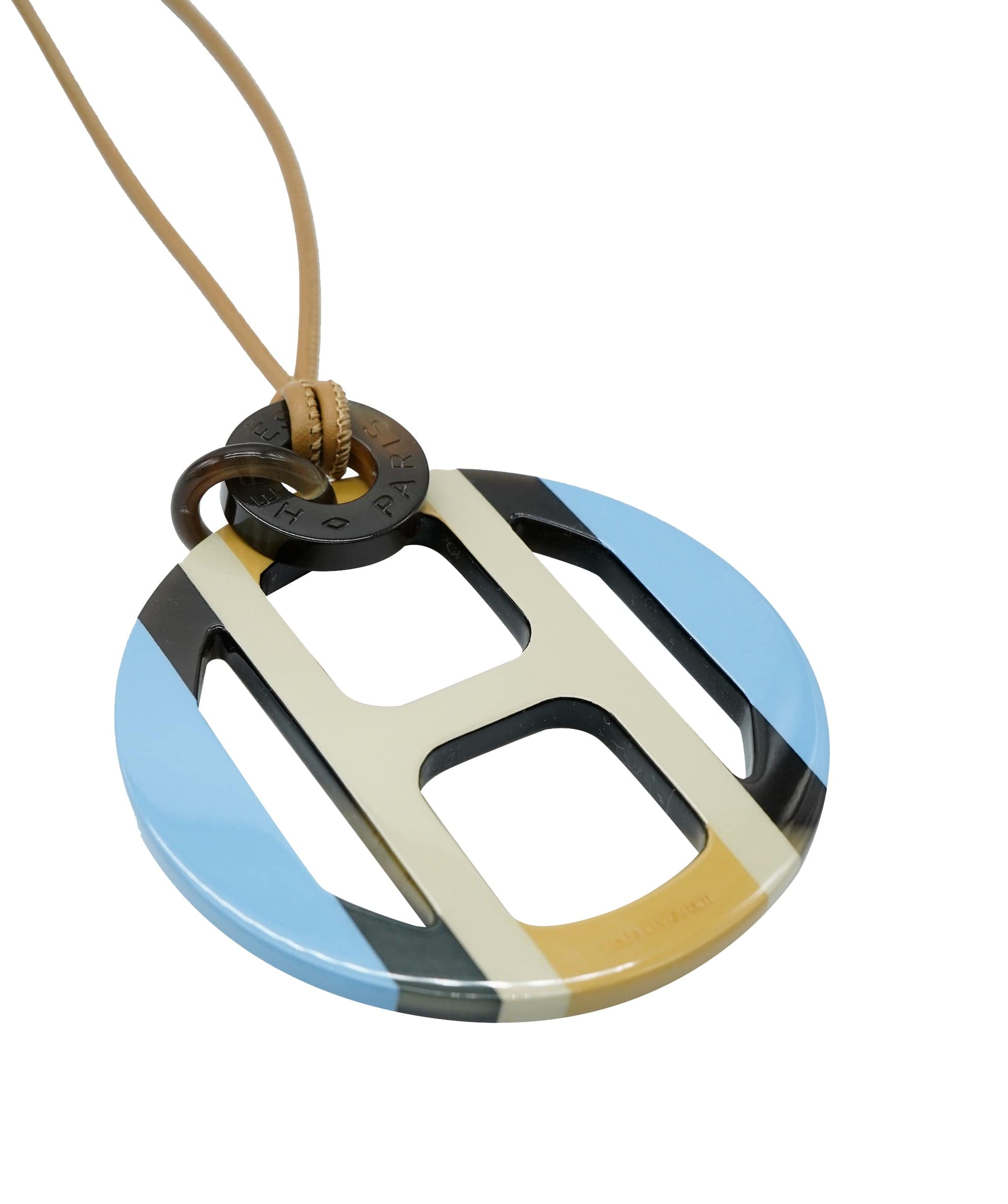Hermès Hermes H Blue and Cream Necklace  ALC2263