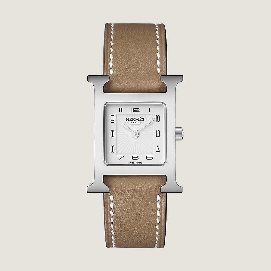 Hermès Hermes Heure H watch, Small Etoupe PHW Small Swift ALTC0289