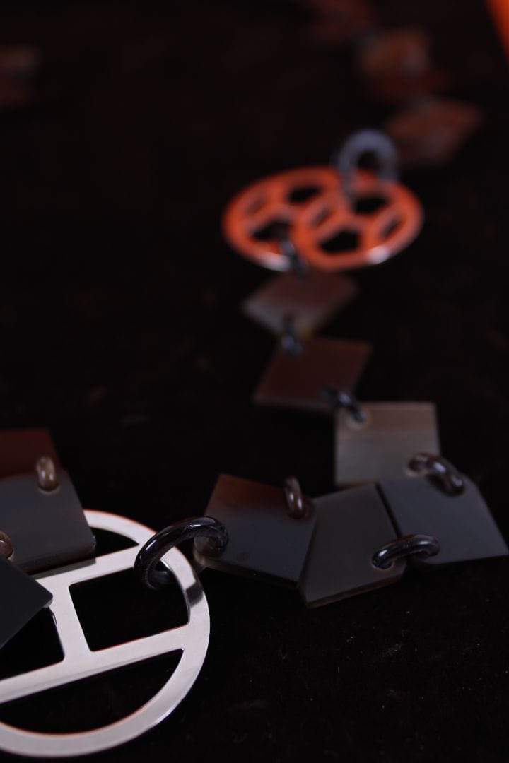 Hermes Hermes Horn Necklace Brown/ Silver