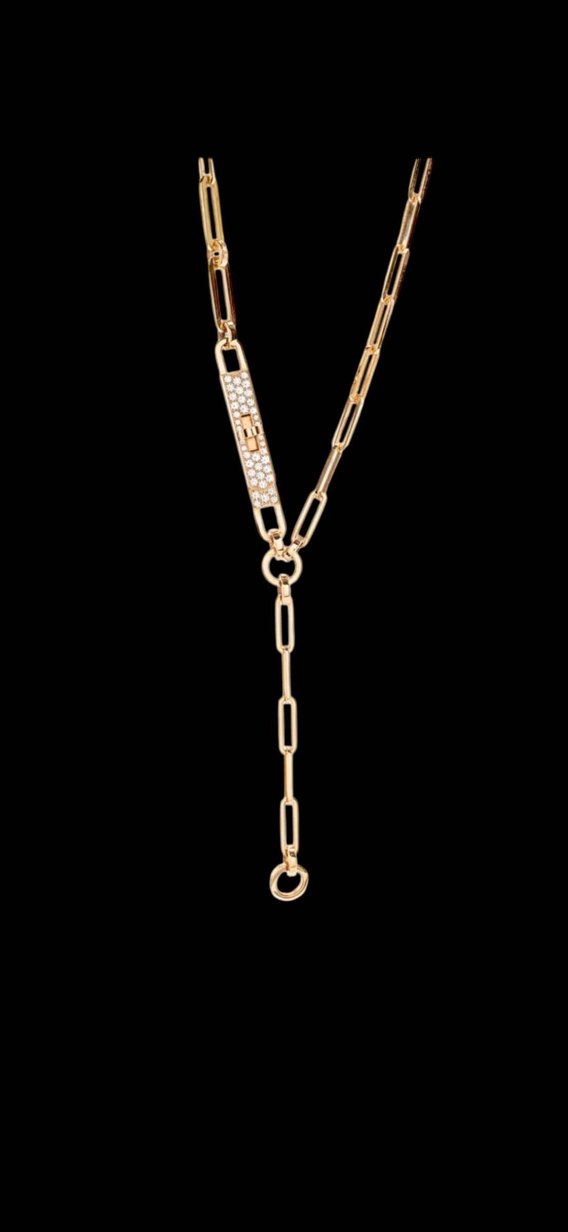 Hermes Hermes Kelly Chaine Lariat Necklace with Diamonds in RG