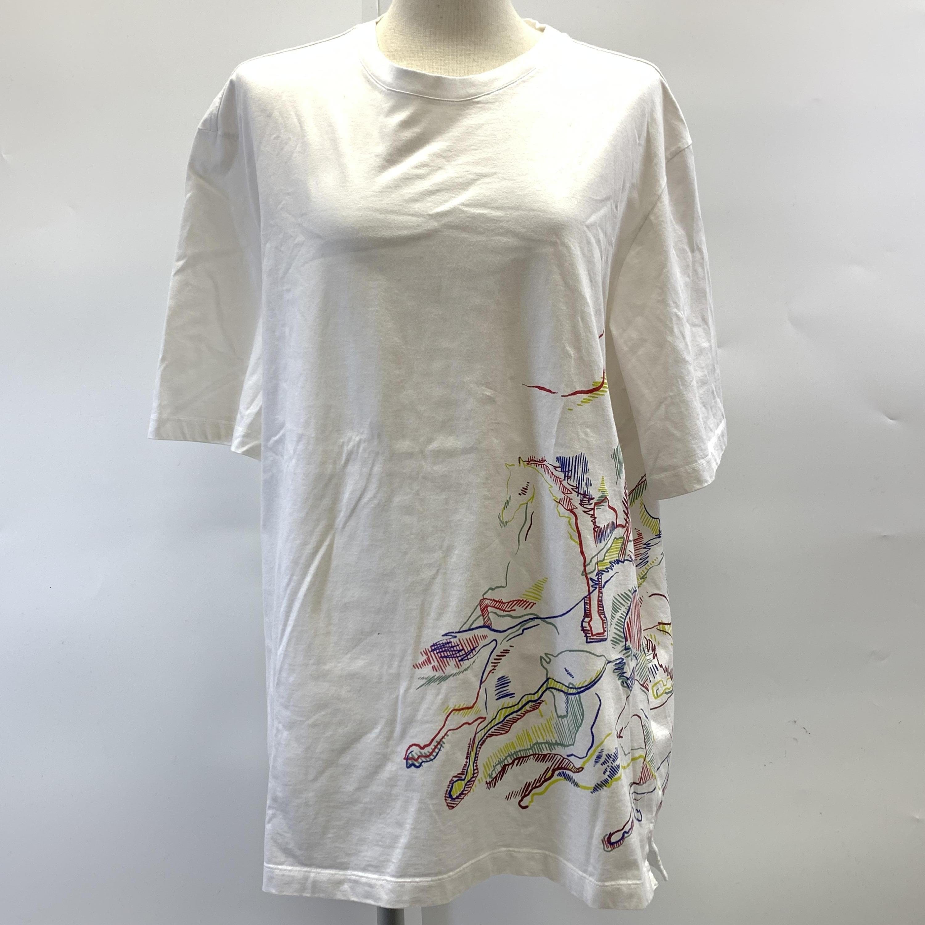 Hermès Hermès White Cotton Horse Graphic T-Shirt, Size: XXL C327459
