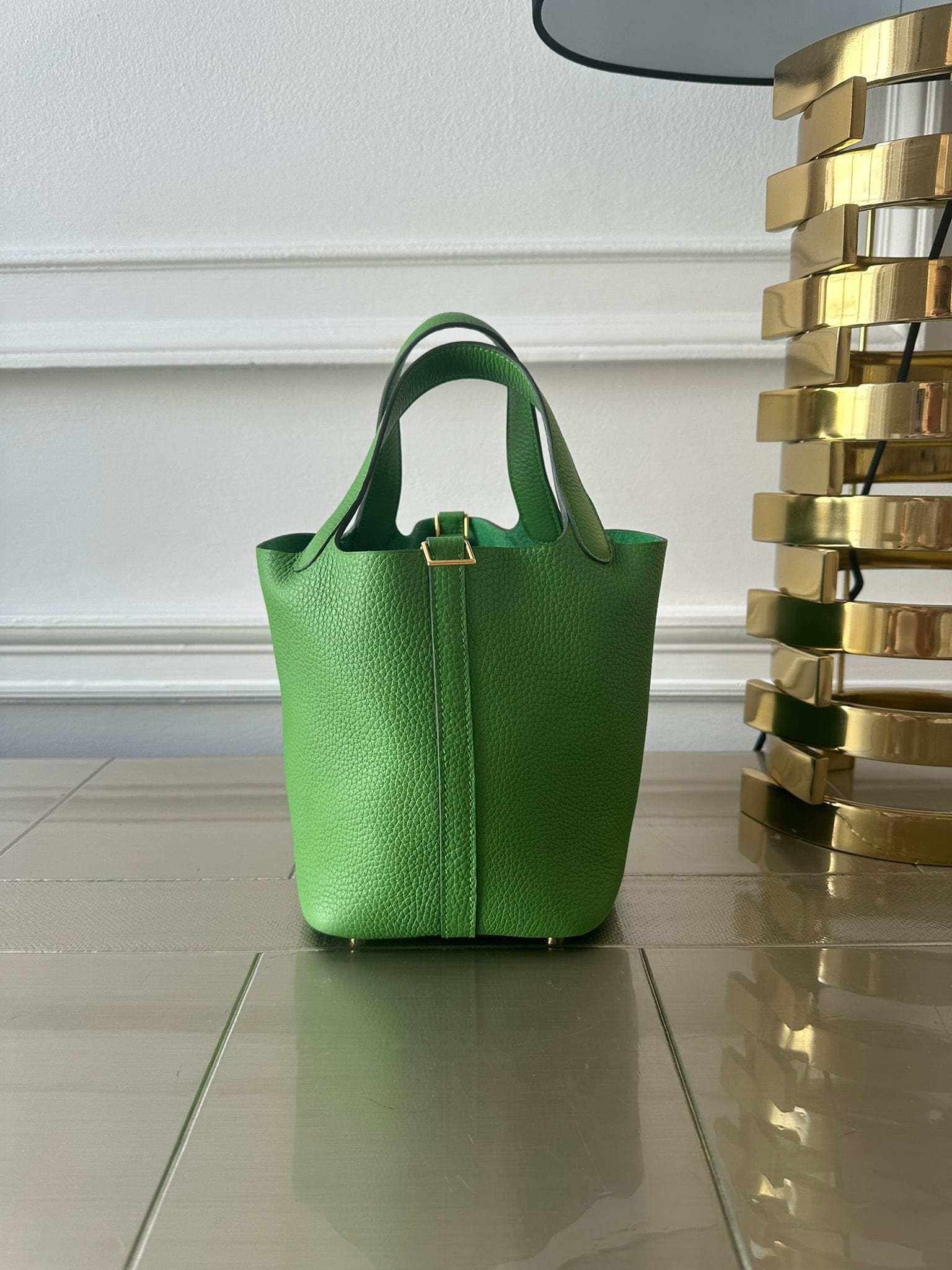 Hermès HERMÈS PICOTIN 18CM VERT YUCCA Clemence Leather with Gold Hardware