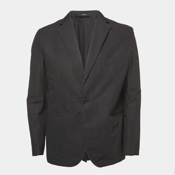 Hermès Hermes Black Cotton Blend Single Breasted Blazer L ASCLC1856