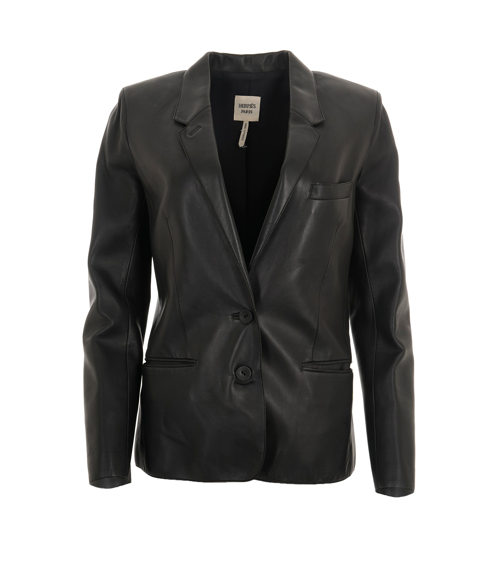 Hermès Hermes Black Leather Blazer Style Jacket 38 DBXL0069