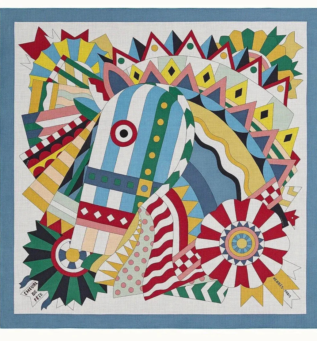 Hermes Hermes 140cm Cashmere/Silk Large Triangle Scarf - Cheval de Fete  - In Box