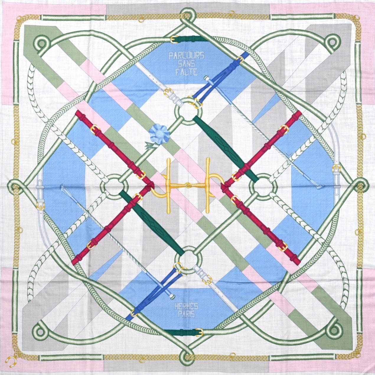 Hermes Hermes 140cm Cashmere/Silk Scarf - Parcours Sans Faute - In Box