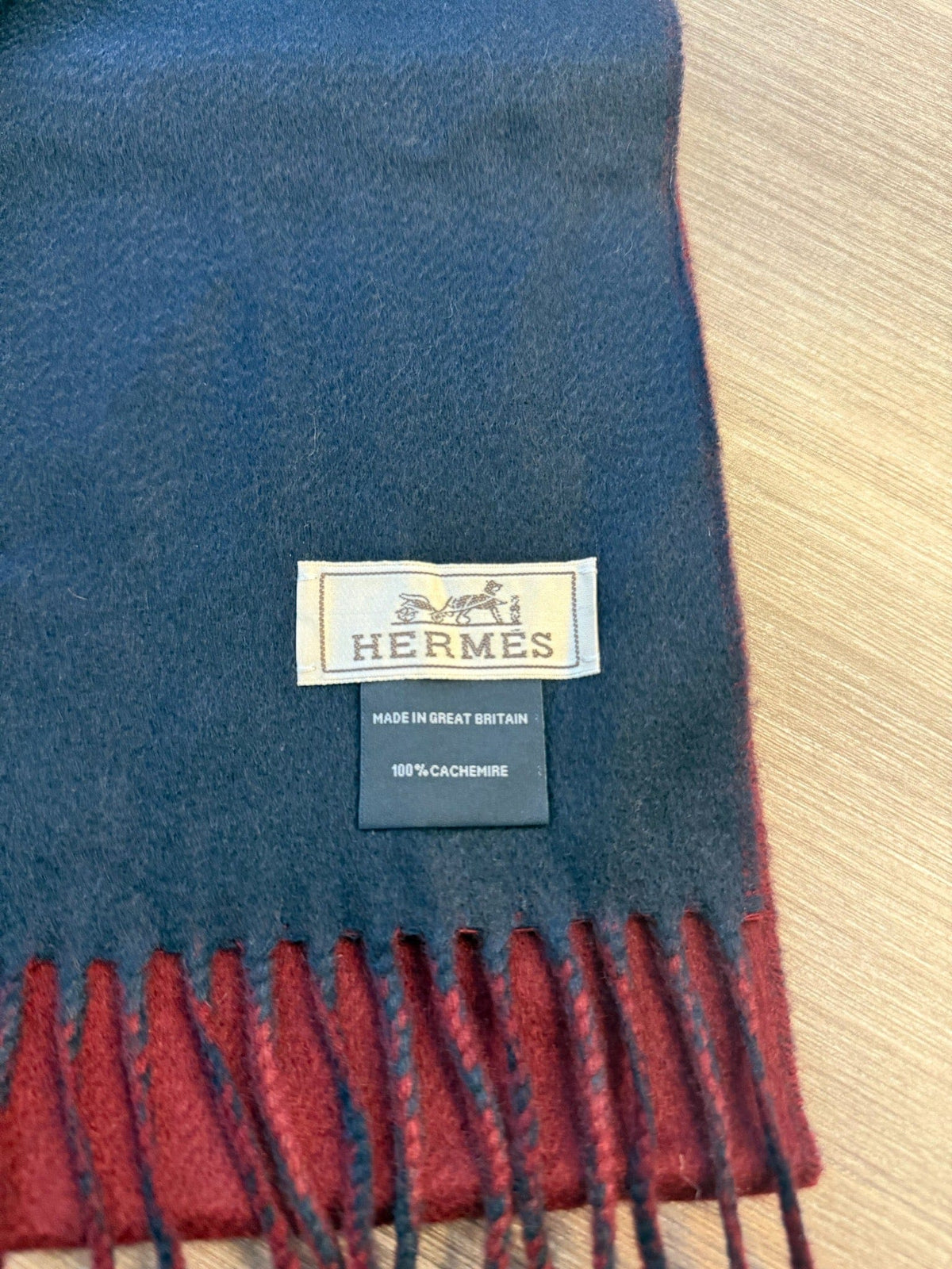 Hermès Hermès Cashmere Scarf - Burgundy & Navy