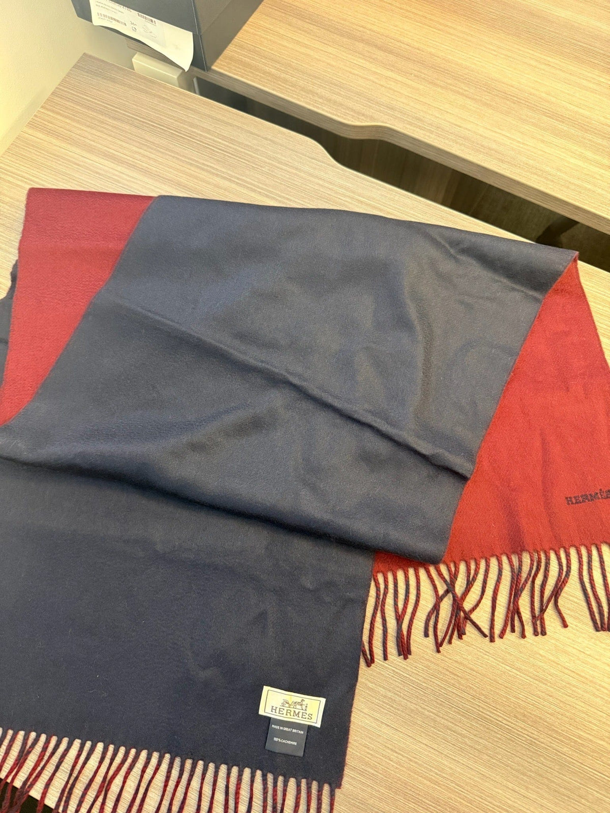 Hermès Hermès Cashmere Scarf - Burgundy & Navy