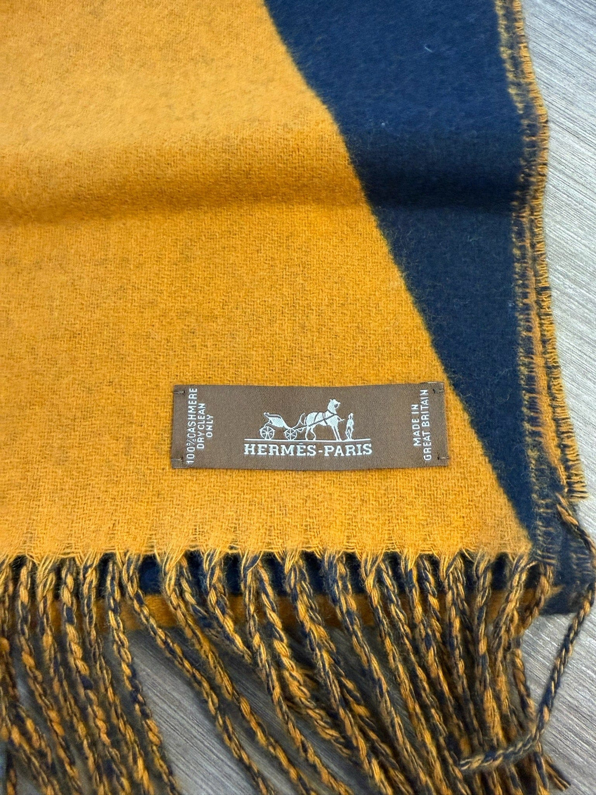 Hermès Hermès Cashmere Scarf - Orange & Navy