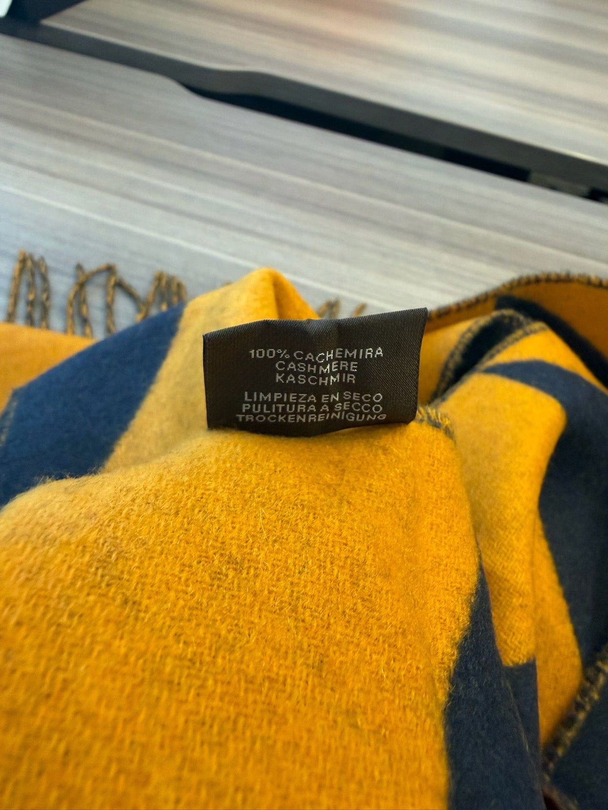 Hermès Hermès Cashmere Scarf - Orange & Navy