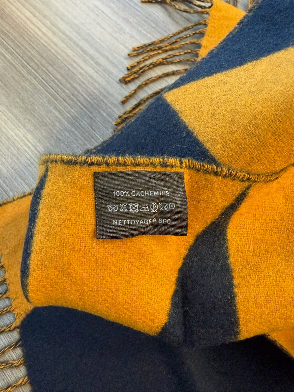 Hermès Hermès Cashmere Scarf - Orange & Navy