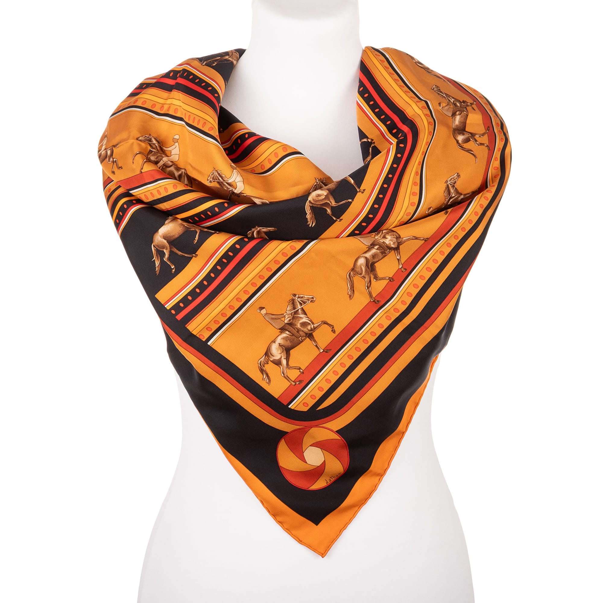 Hermès Hermès Orange/Black Silk Scarf ABC2331