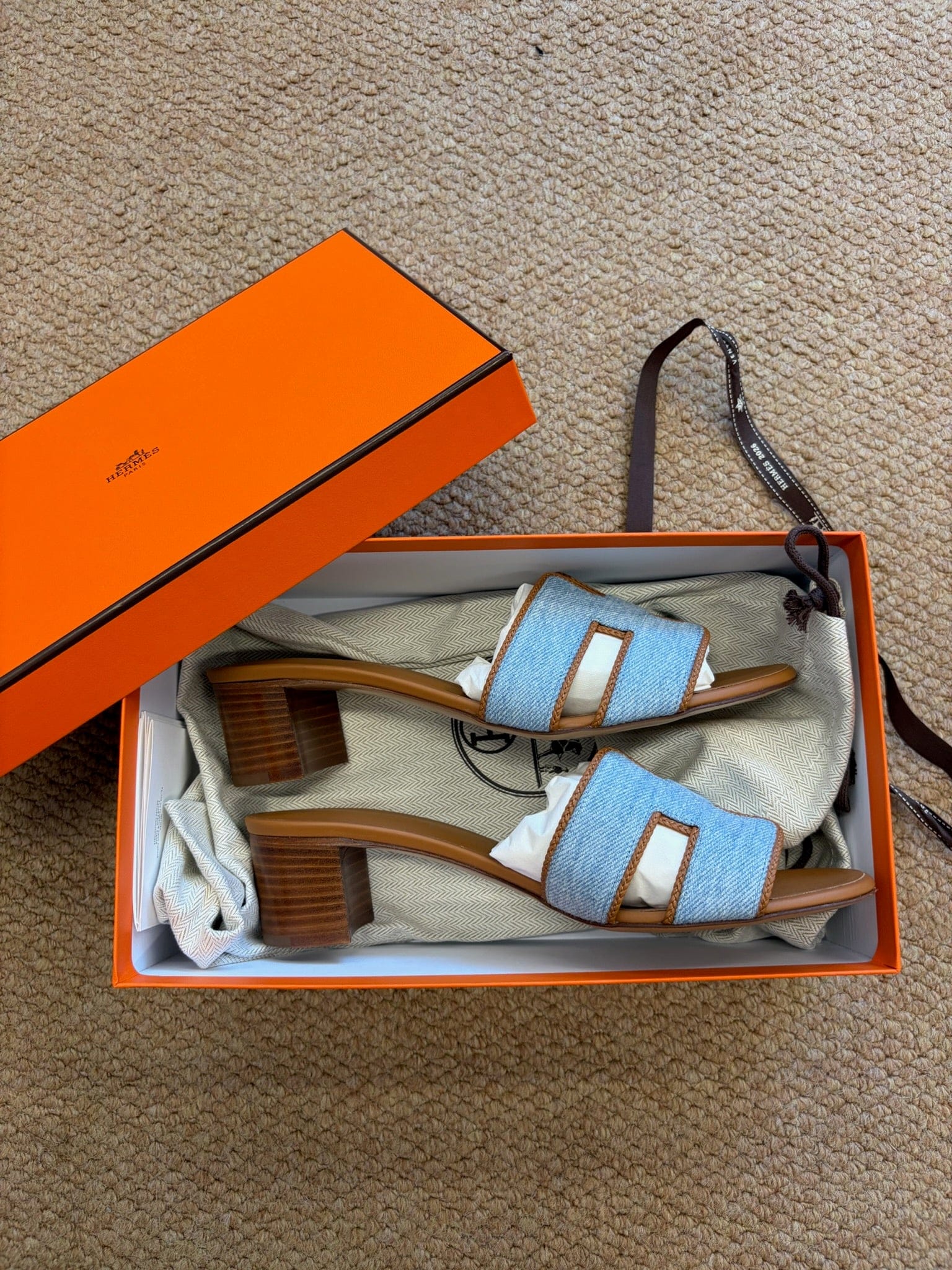 Hermes Jane Oran high heel sandal denim blue size 39 detail 4