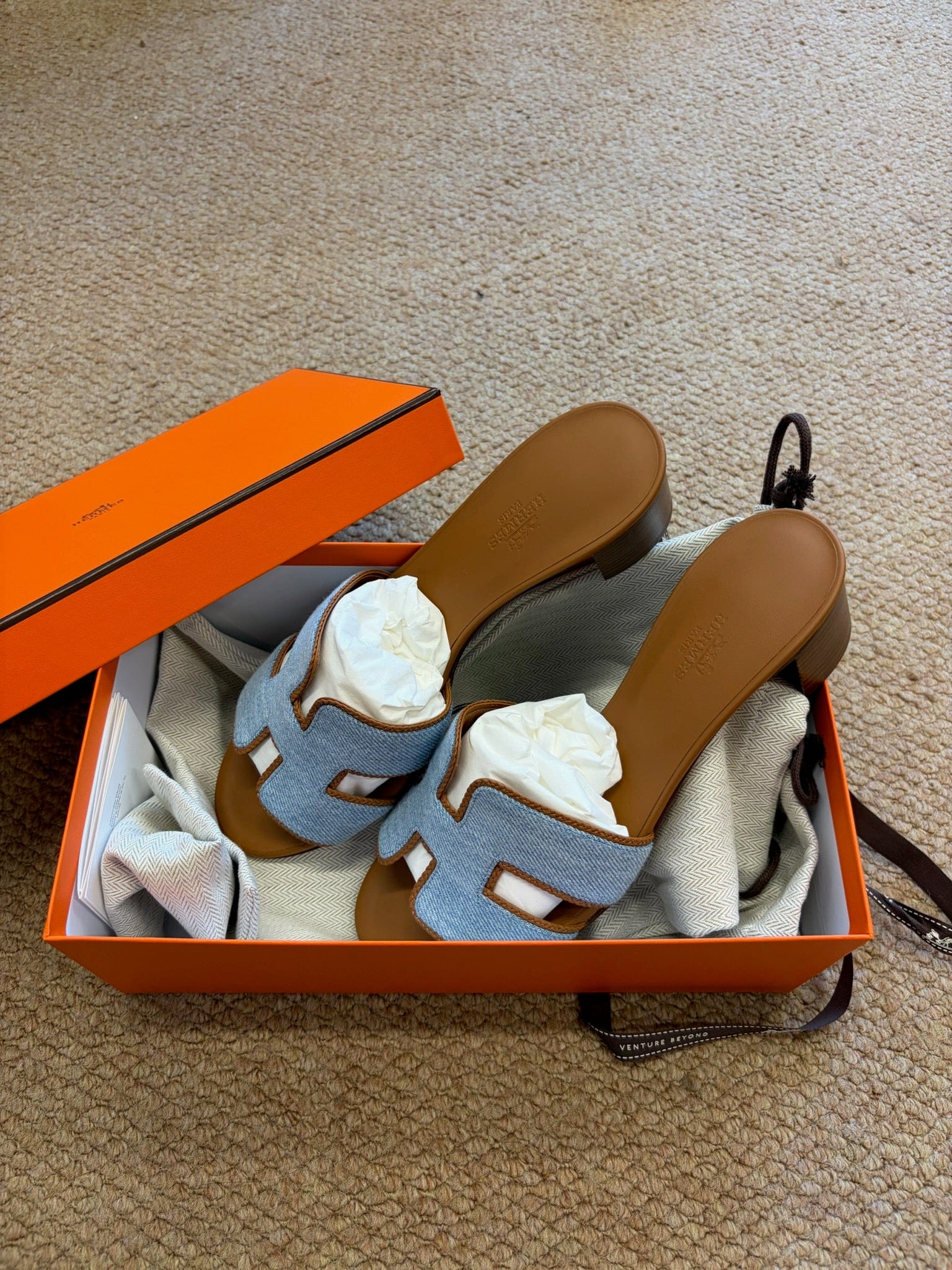 Hermes Jane Oran high heel sandal denim blue size 39 detail 2