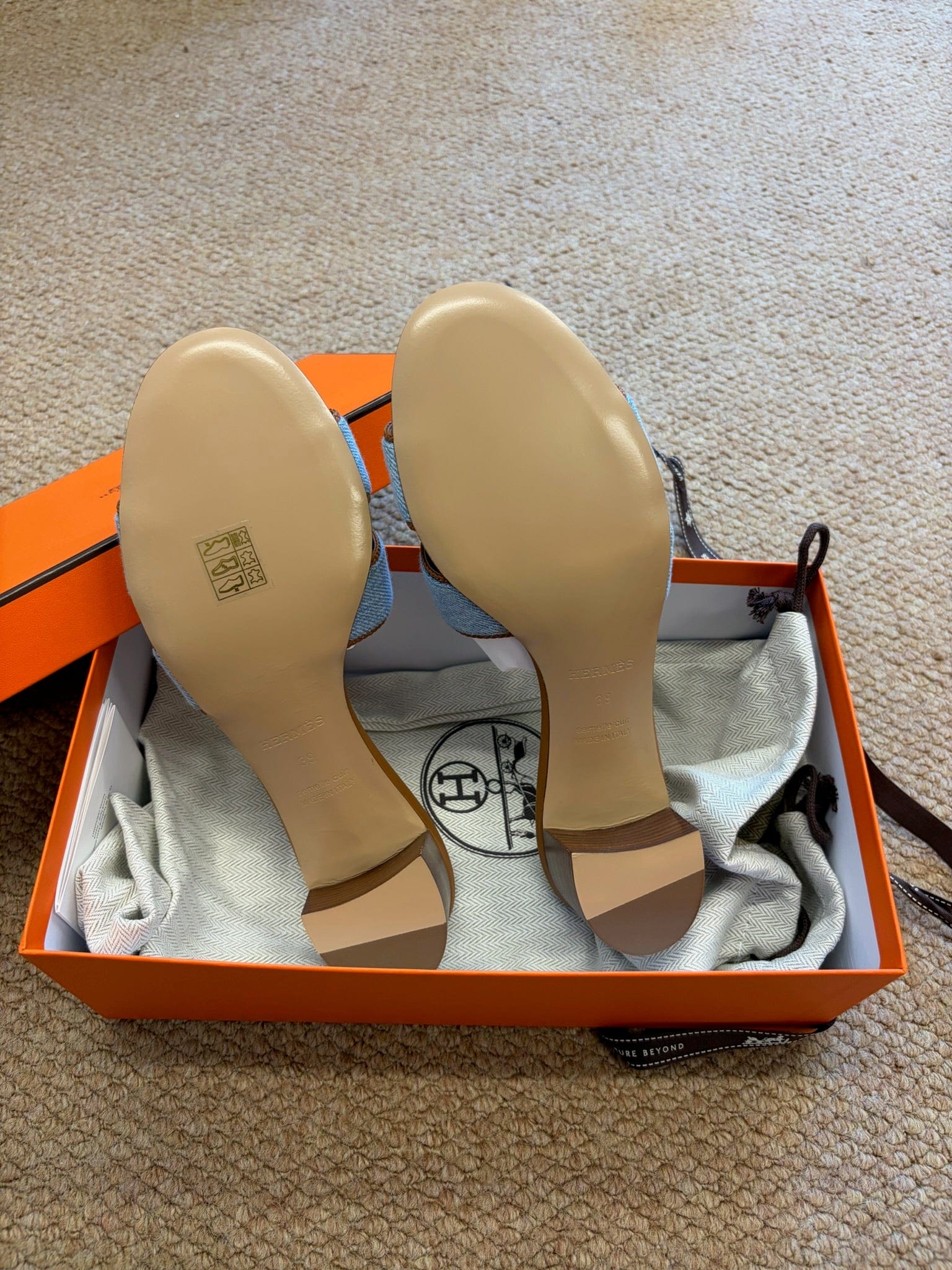 Hermes Jane Oran high heel sandal denim blue size 39 detail 8