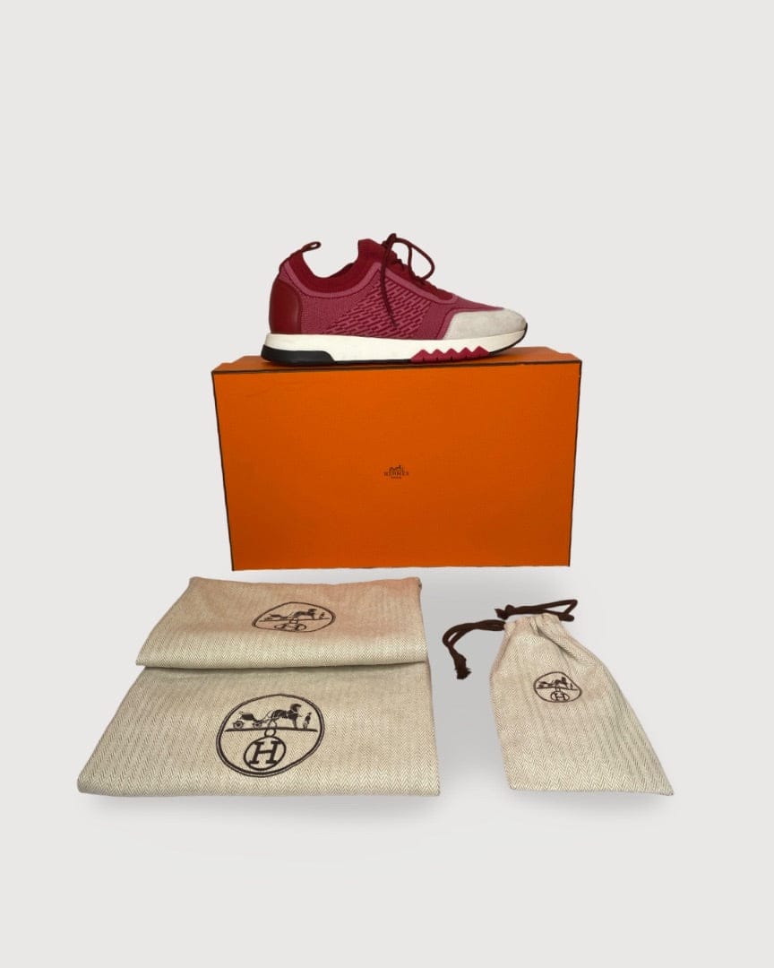 Hermes Pink/ Red Hermes Logo Trainers, 5