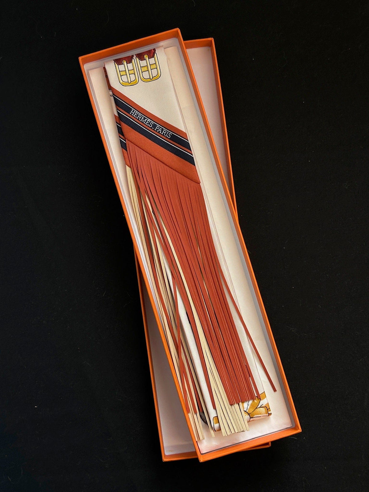 Hermès Hermès Twilly Twill Jumping Fringe - Cream / Orange / Anthracite