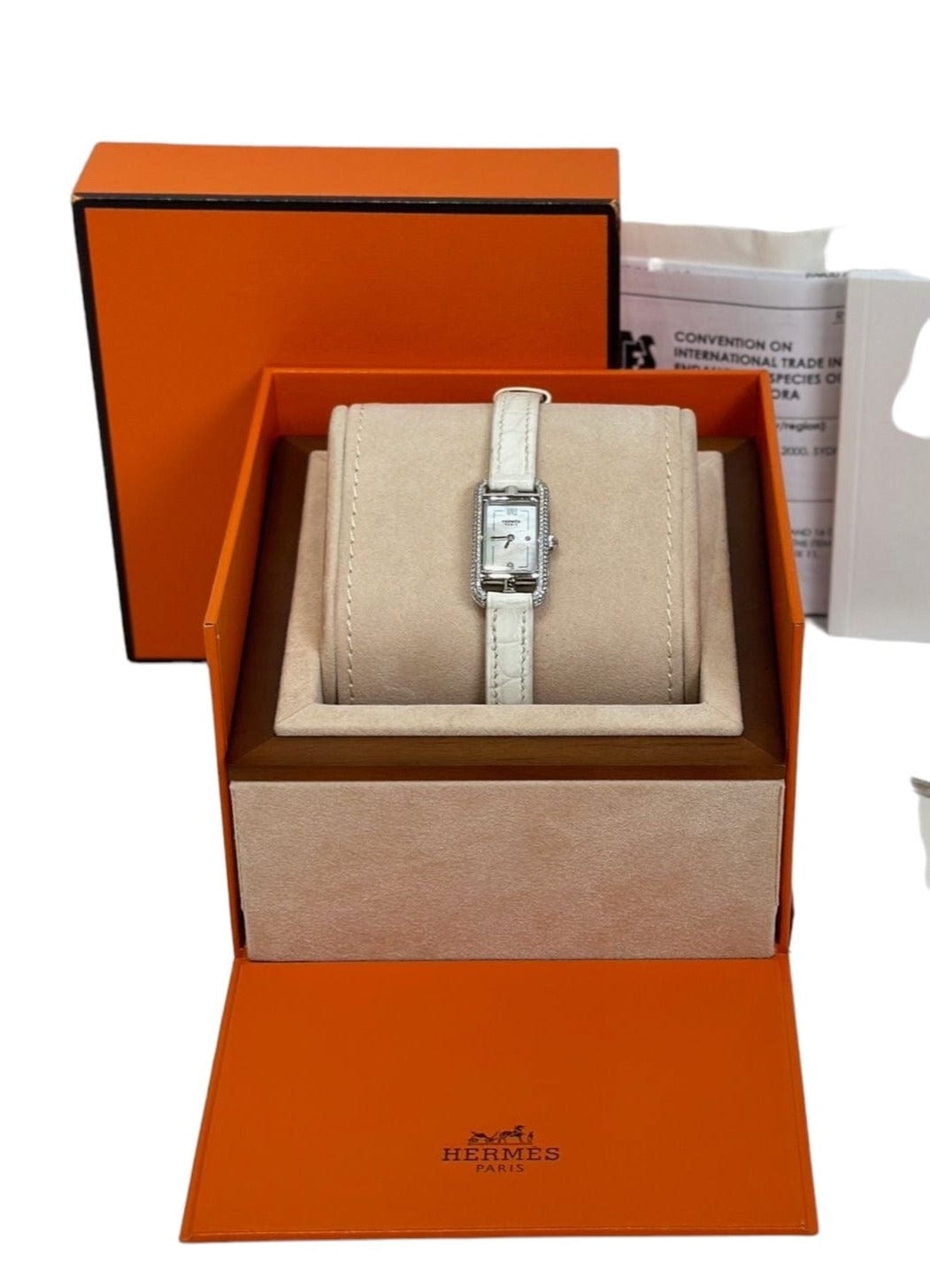 Hermes Hermes White Nantuck Watch with Diamonds TPM2 29mm