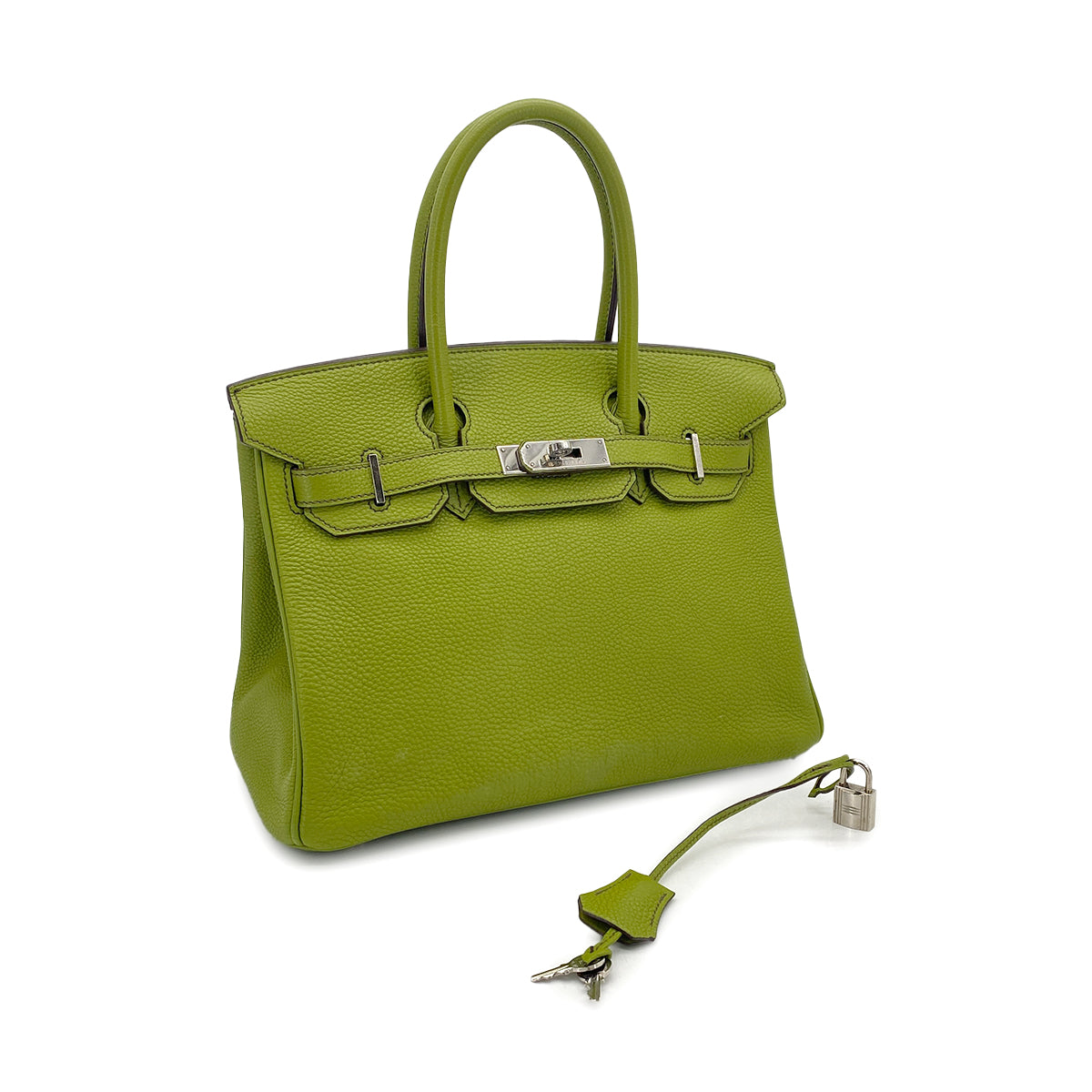 HERMES BIRKIN 30 ANIS GREEN TOGO HAND BAG 2006 SQUARE J PALLADIUM HARDWARE 90312504