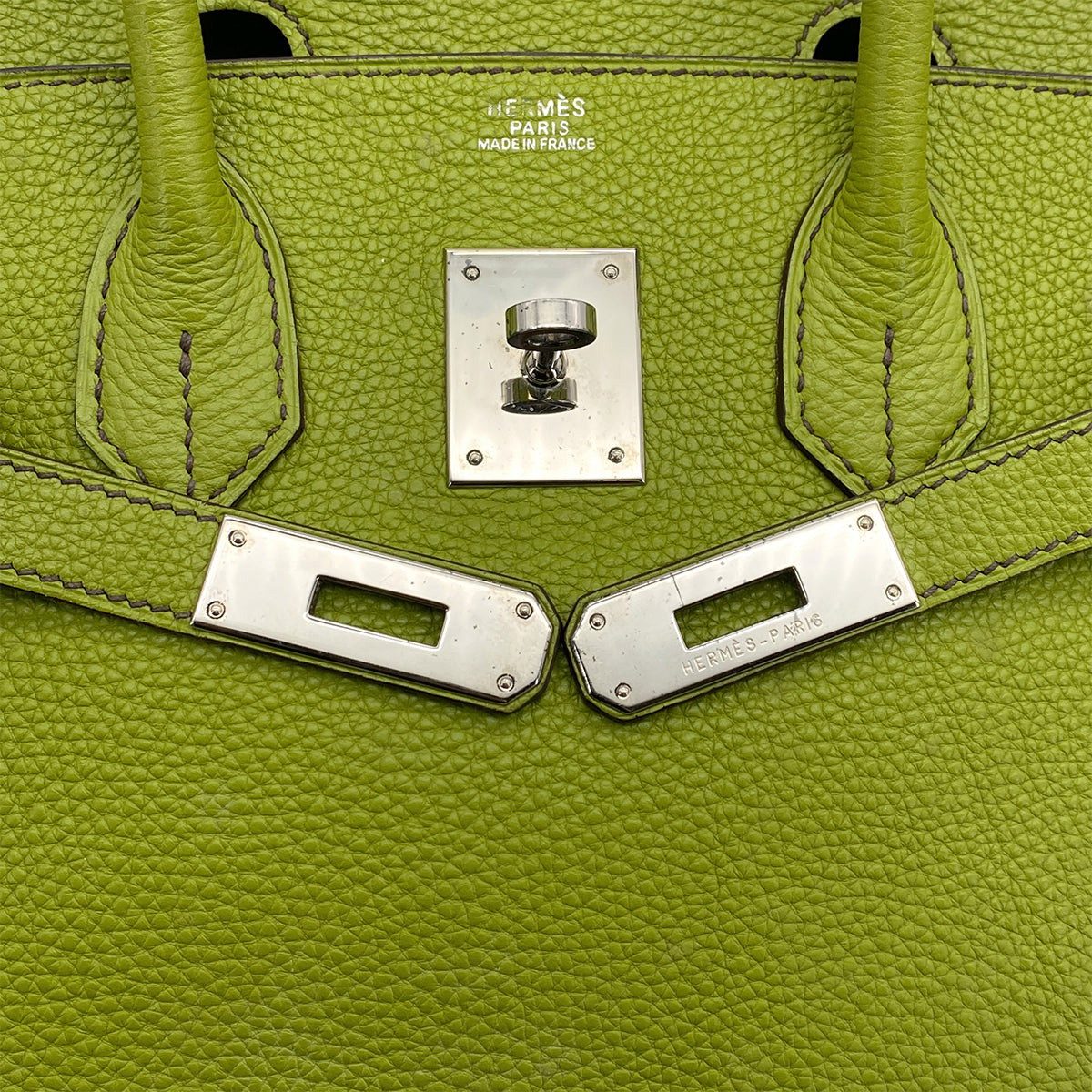 HERMES BIRKIN 30 ANIS GREEN TOGO HAND BAG 2006 SQUARE J PALLADIUM HARDWARE 90312504