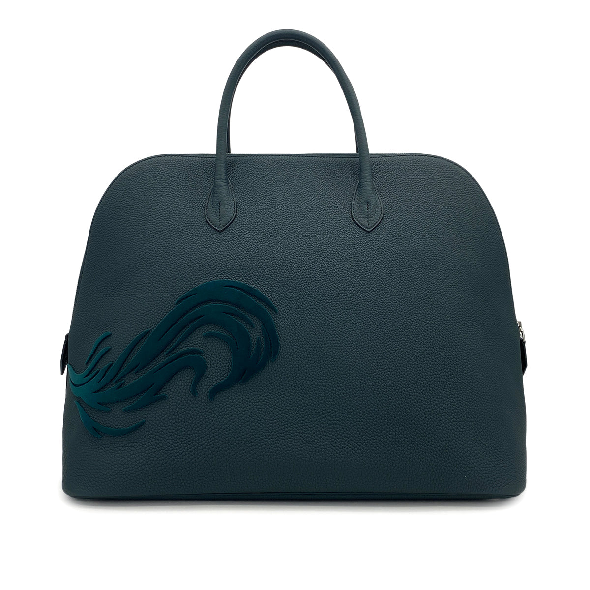 HERMES BOLIDE 1923 45 CHIMERES DRAGON VERT CYPRESS TOGO VELVET HAND BAG 2019 D STAMP PALLADIUM HARDWARE 90311974