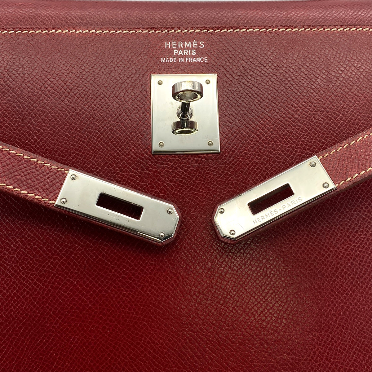 HERMES KELLY 35 SELLIER ROUGE H LISSE HAND BAG 2001 SQUARE E GOLD HARDWARE 90312520