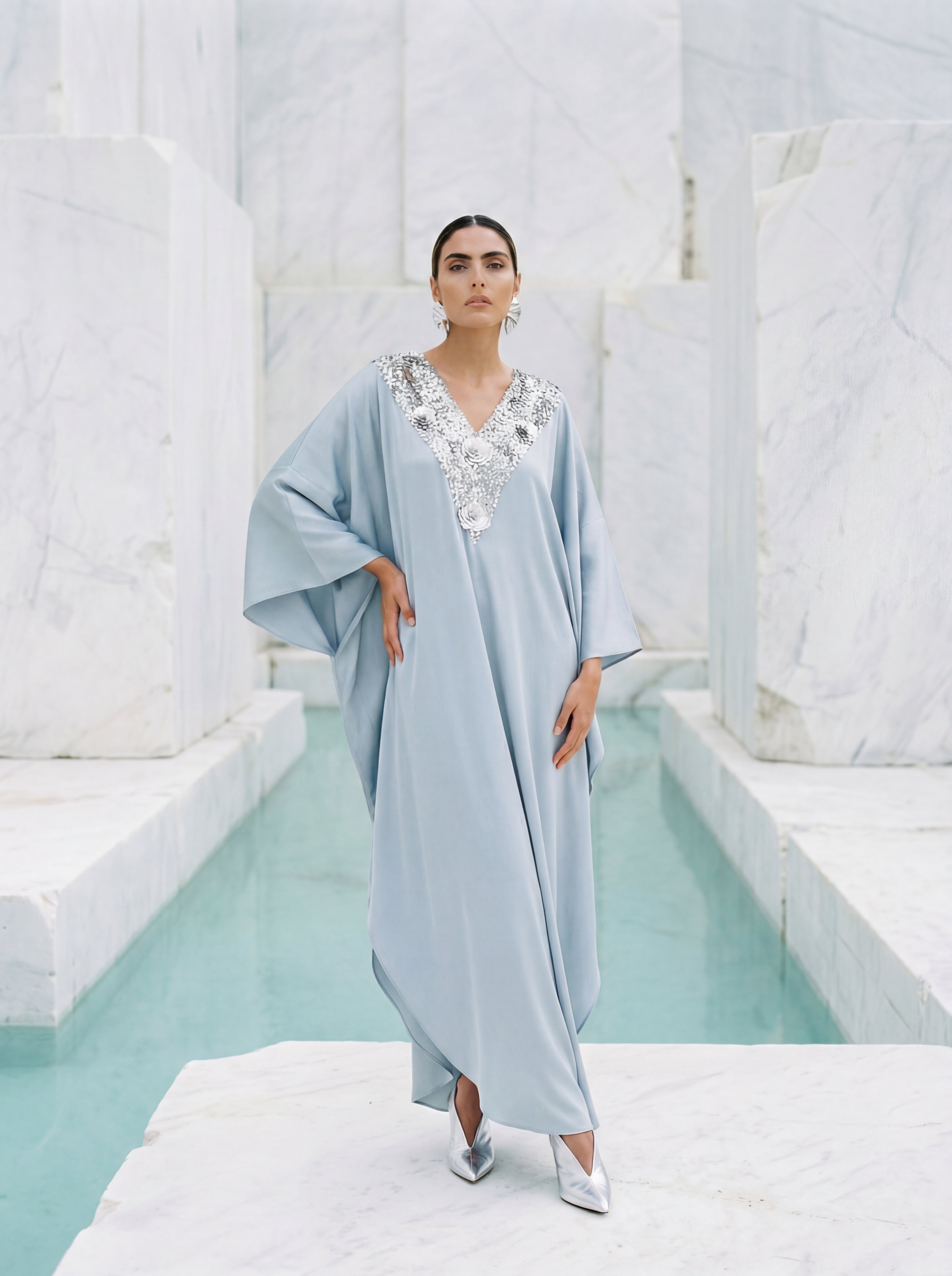 HER KAFTAN SKY BLUE/SILVER SIZE OS ASC7061
