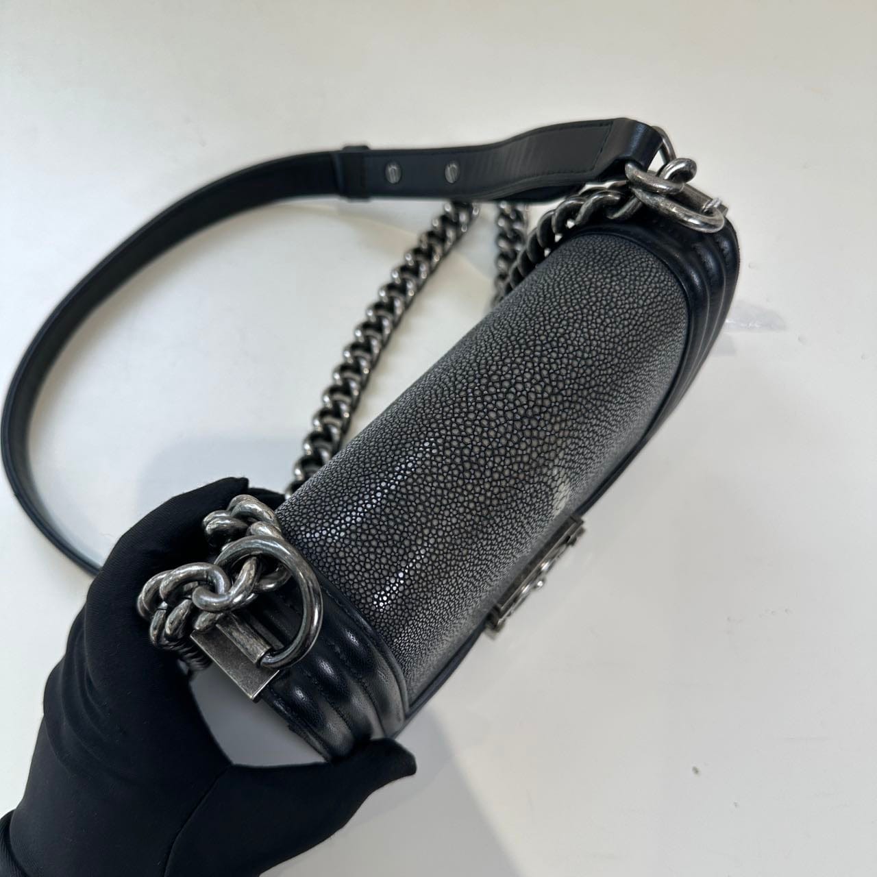 Iconn Boutique Chanel  Galuchat Stingray Mini Boy Flap