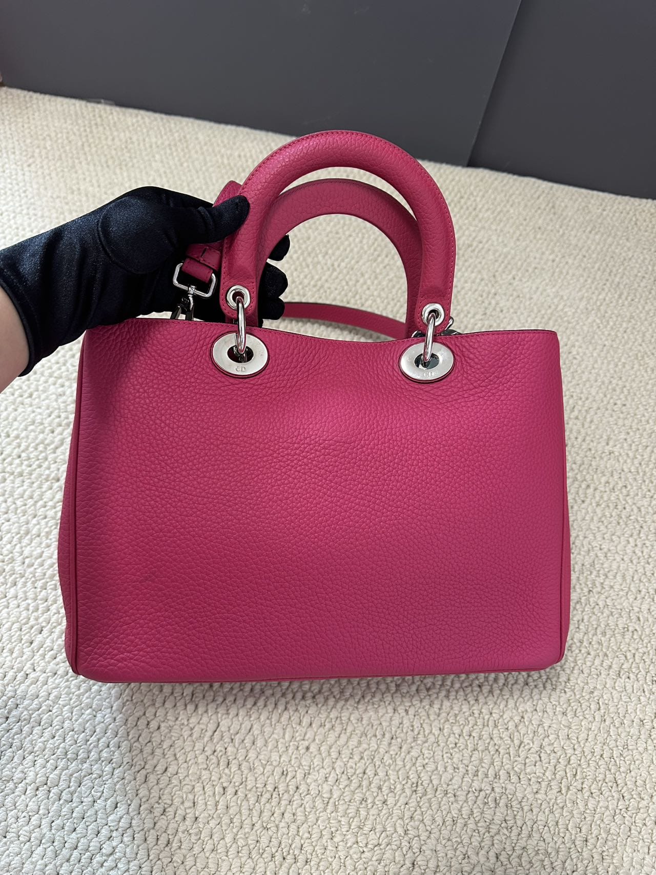 Iconn Boutique Christian Dior Calfskin Medium Diorissimo Bag Fuchsia