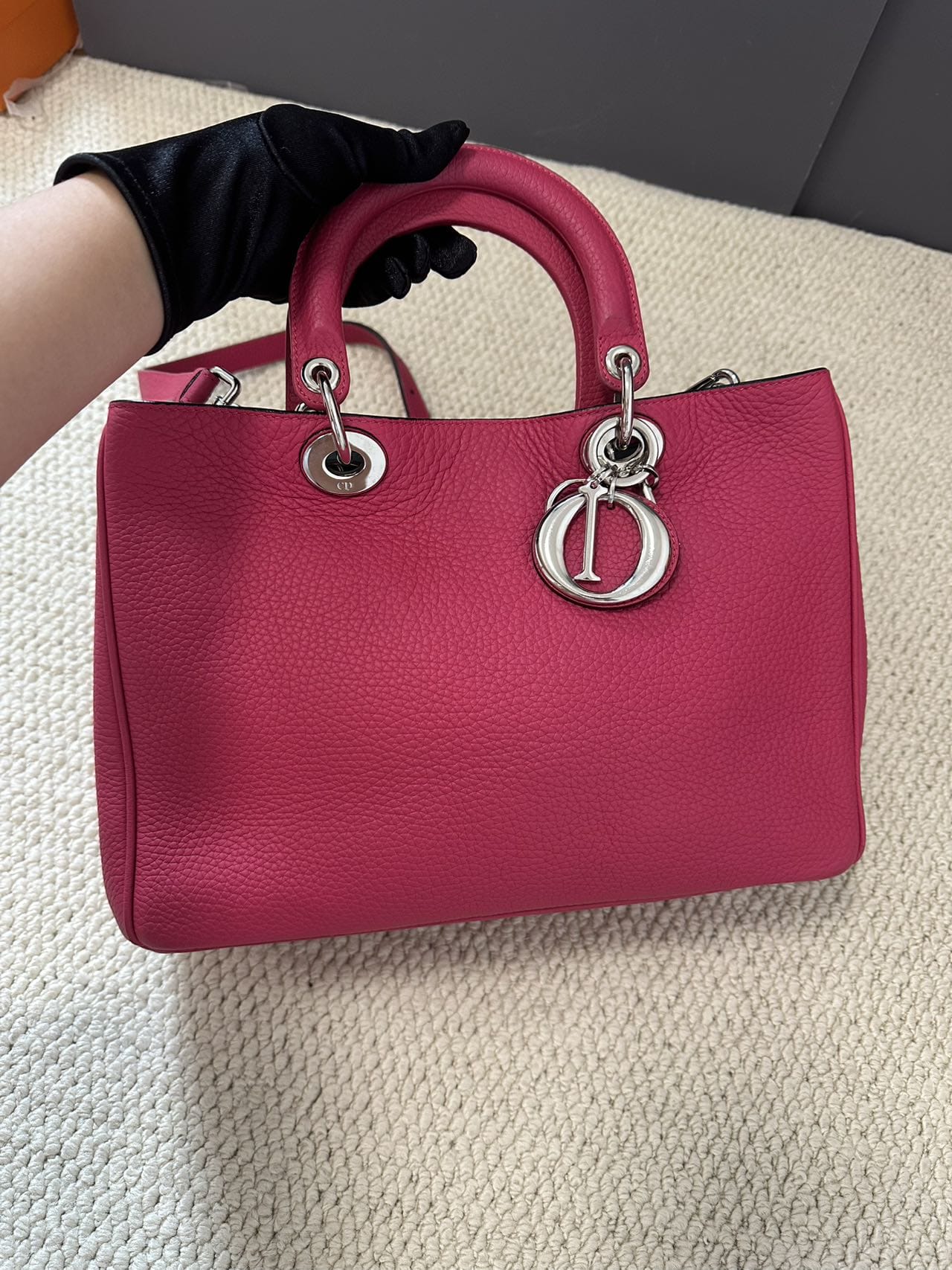 Iconn Boutique Christian Dior Calfskin Medium Diorissimo Bag Fuchsia