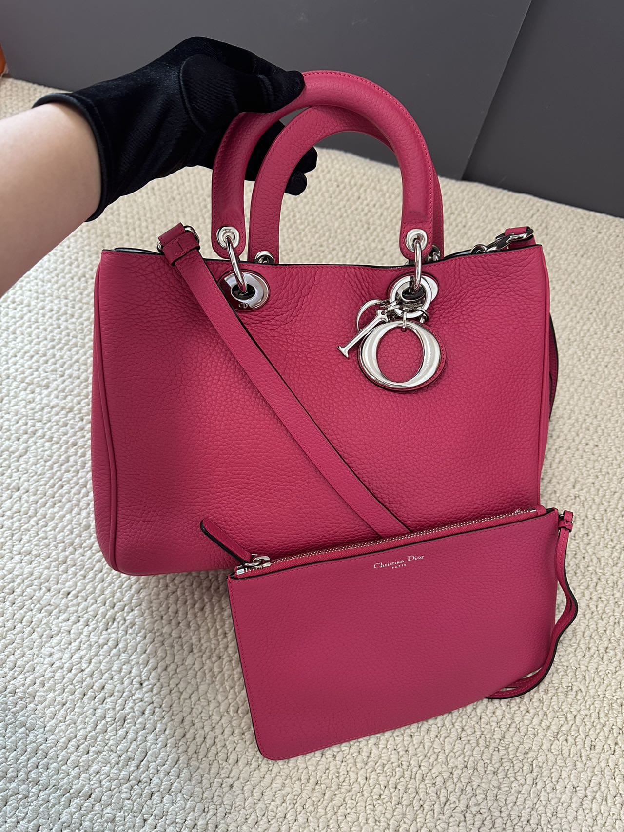 Iconn Boutique Christian Dior Calfskin Medium Diorissimo Bag Fuchsia