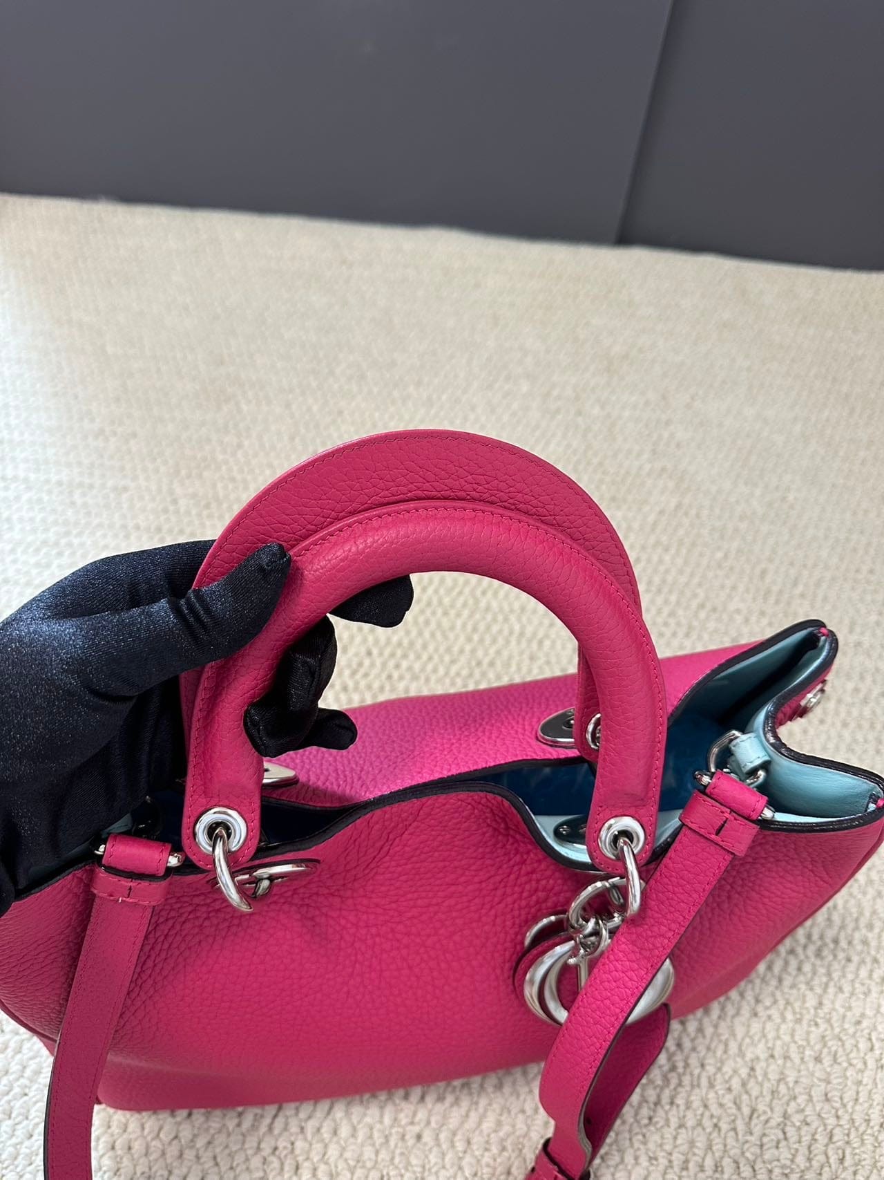 Iconn Boutique Christian Dior Calfskin Medium Diorissimo Bag Fuchsia