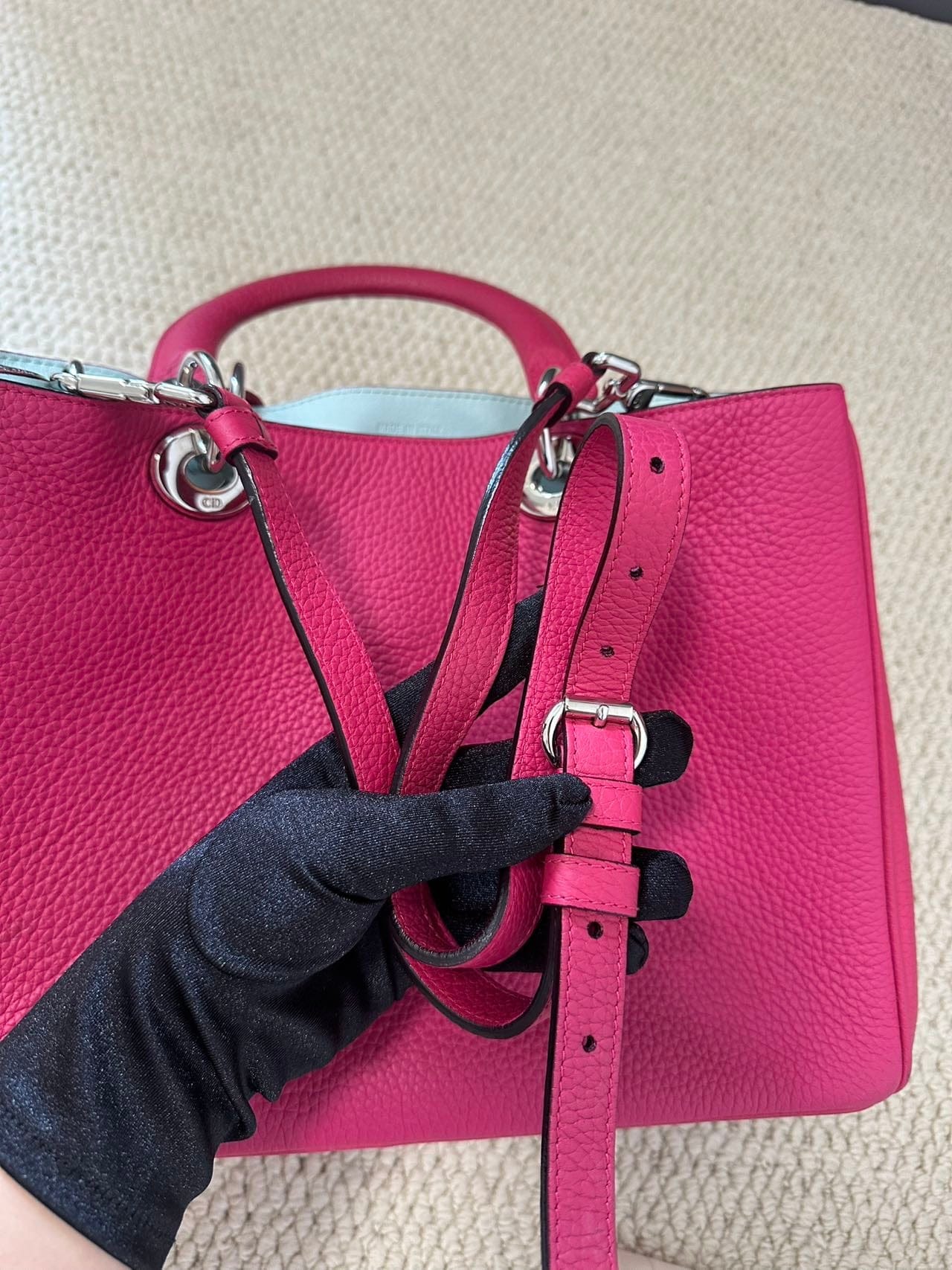 Iconn Boutique Christian Dior Calfskin Medium Diorissimo Bag Fuchsia