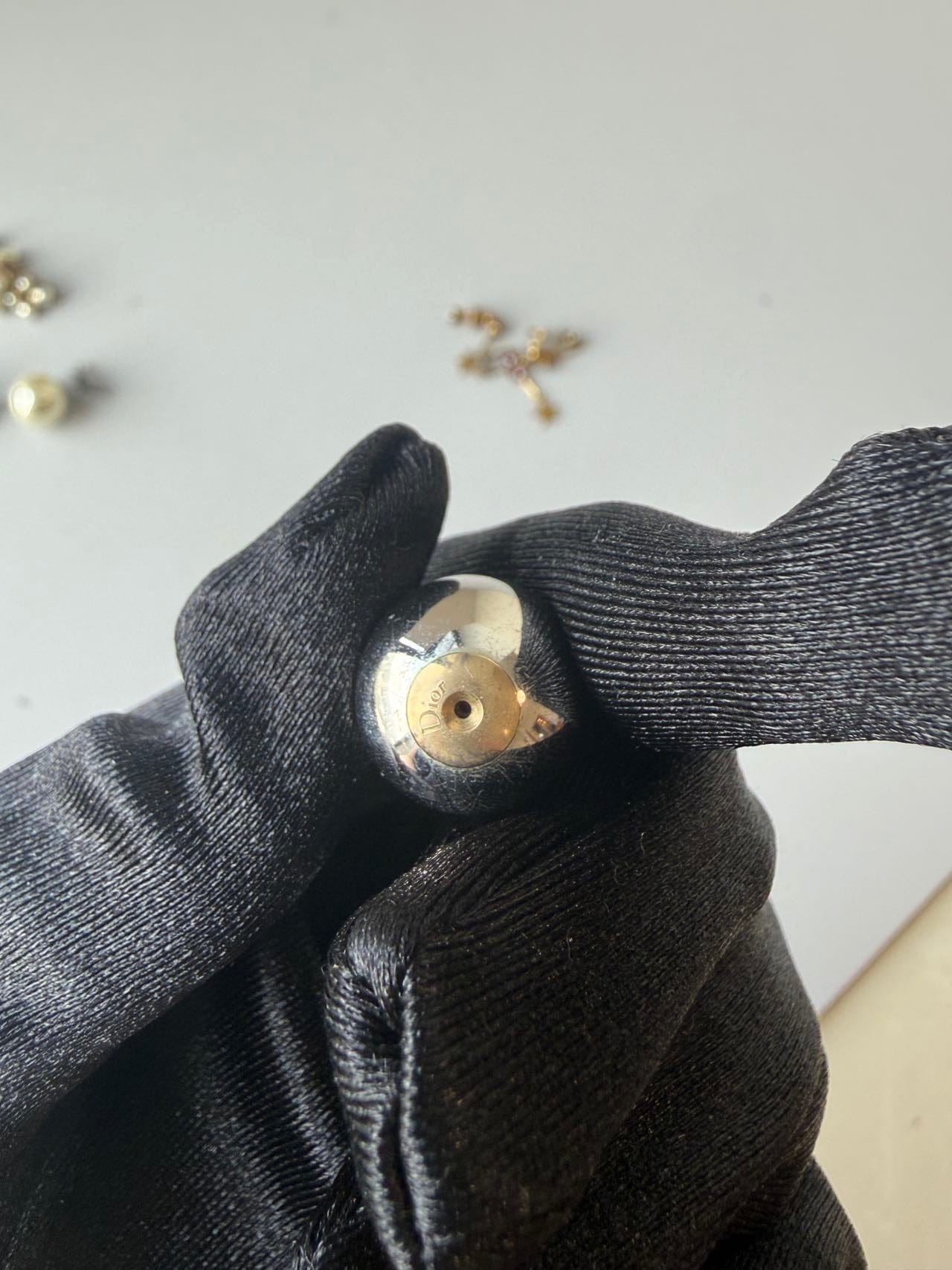 Iconn Boutique Dior Tribales Two-Tone Ball Stud Earrings in Gold & Silver-Tone Metal