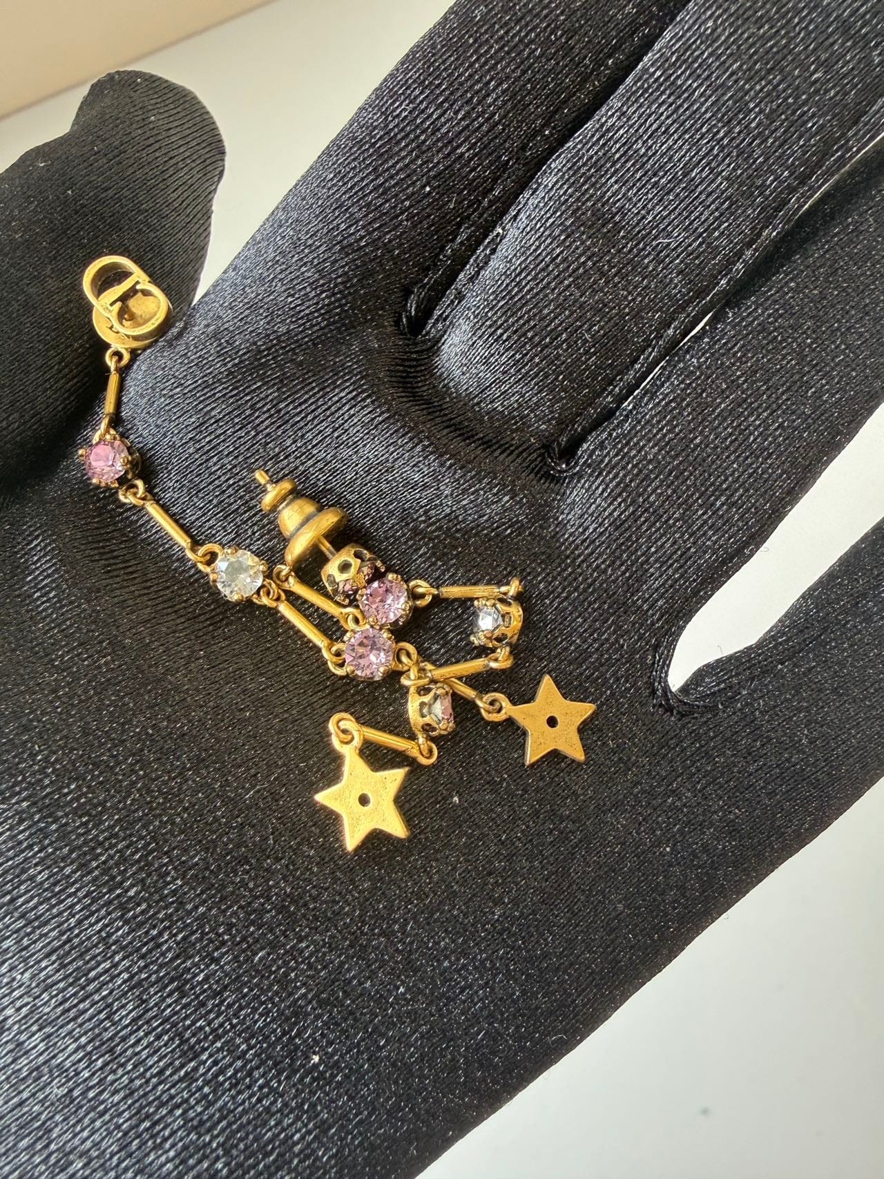 Iconn Boutique Dior Vintage Star Drop Crystal Earrings in Gold-Tone Metal